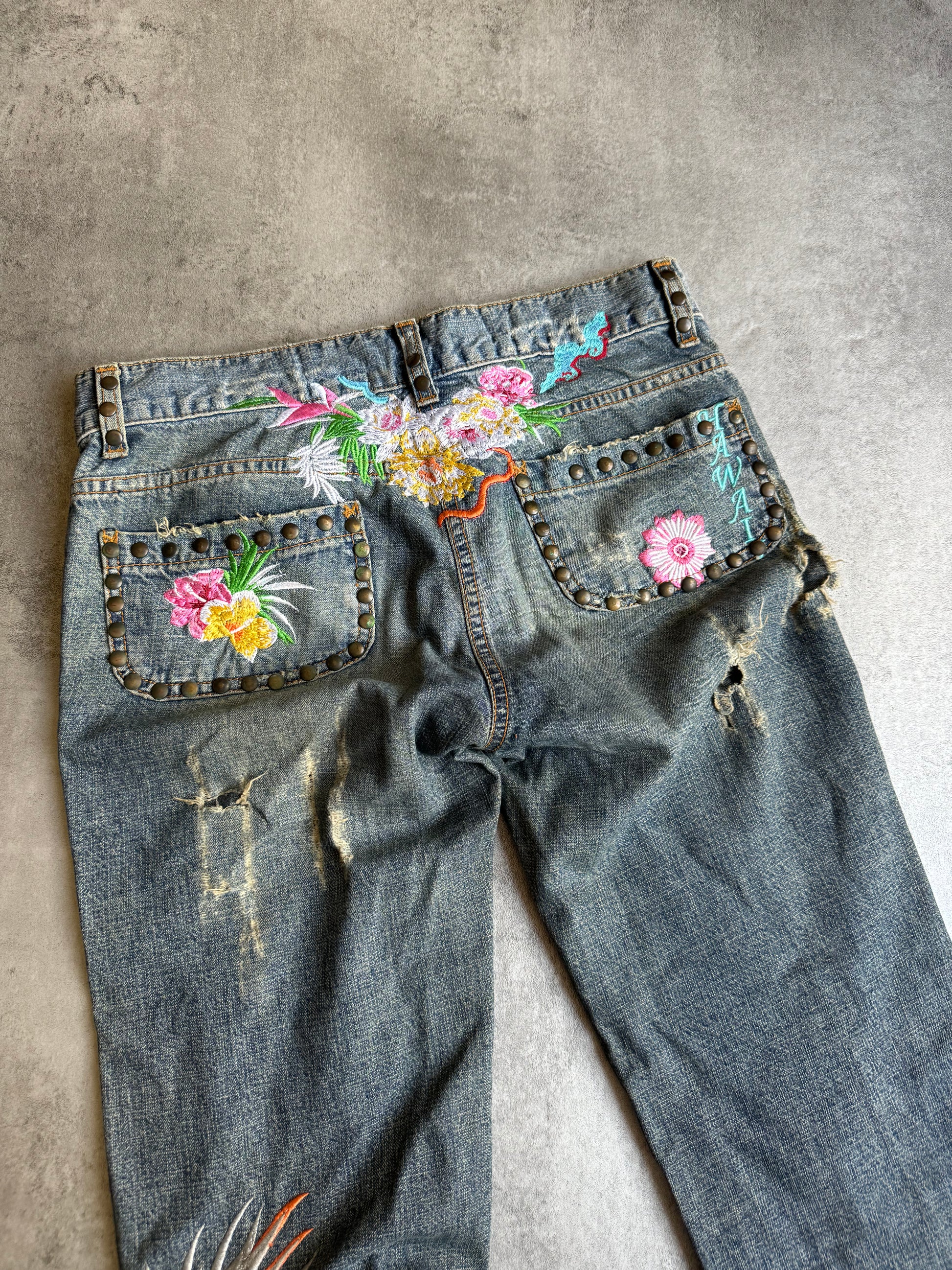 SS2006 Dolce & Gabbana Embroidered Distressed Denim Jeans  (XS/S) - 8