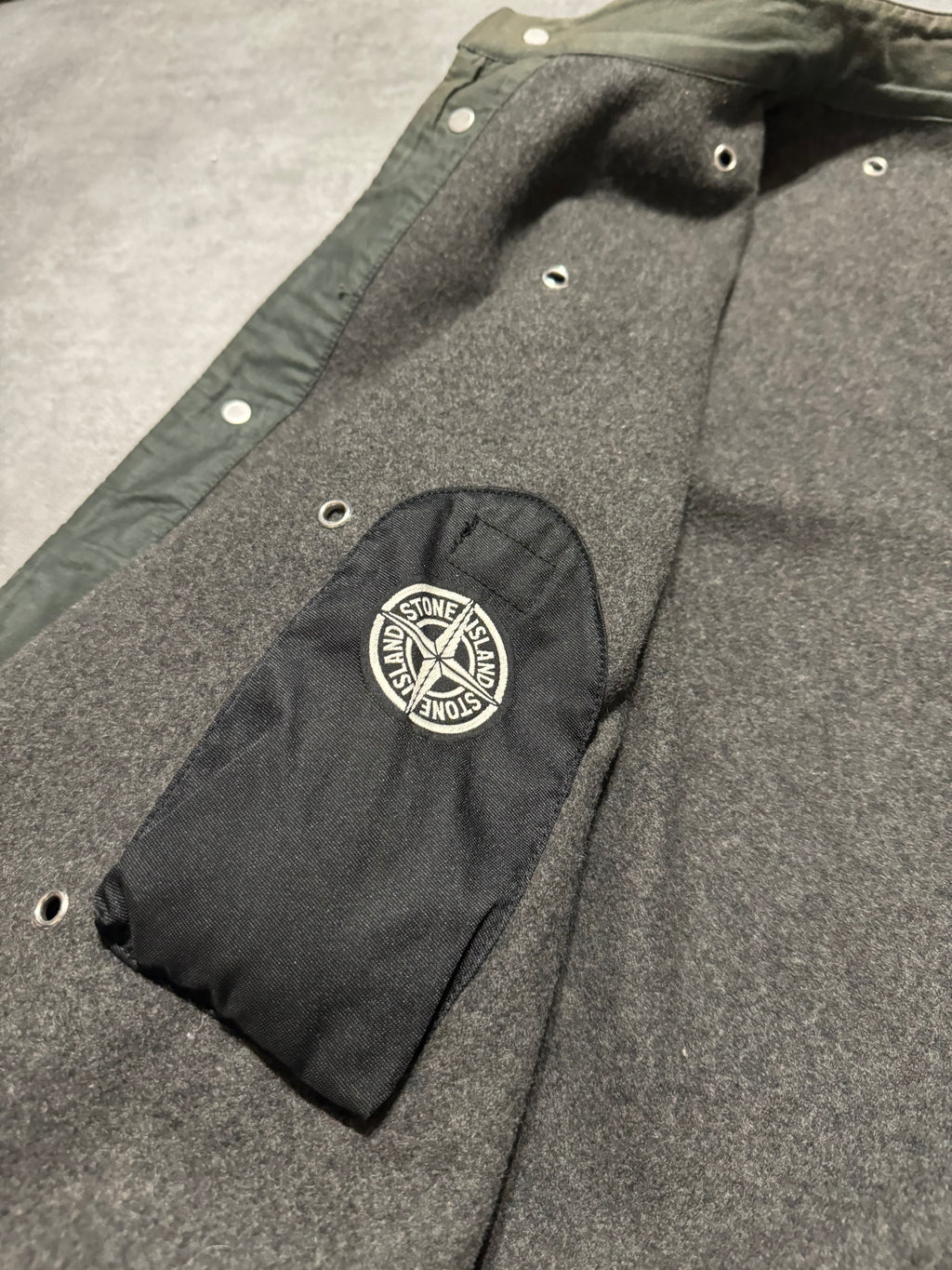 1990s Stone Island Grey Reversed Effect Mao Jacket (M) - 4