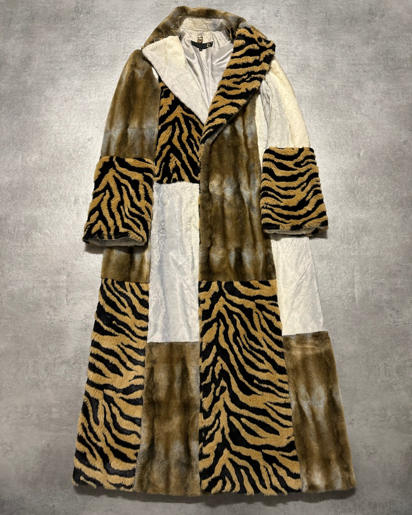 2000s Cavalli Long Italian Trench Faux Fur Coat (S) - 2