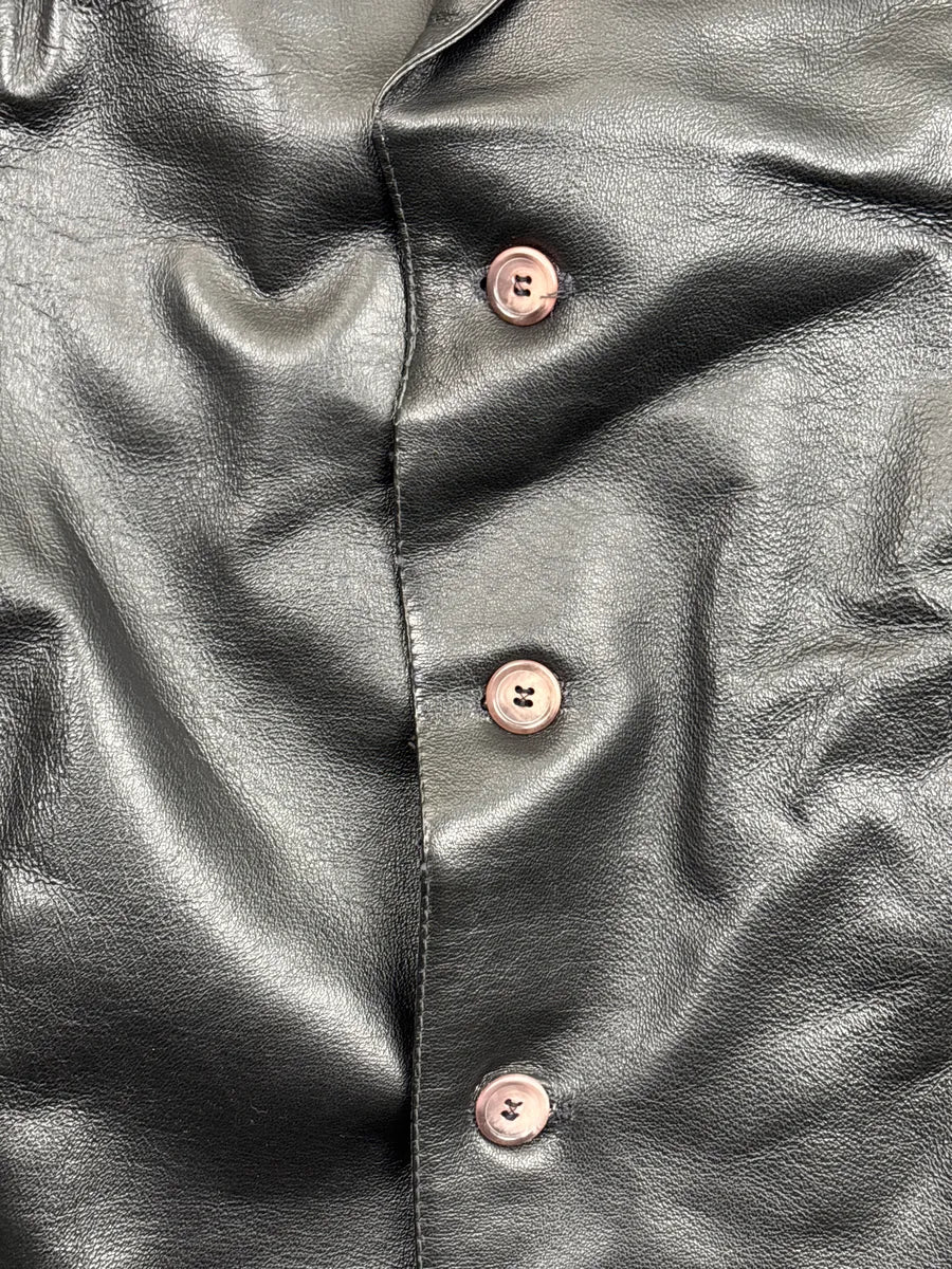 1990s Alexander McQueen Black Leather Wide Lapel Blazer Jacket AlbPRILi 6