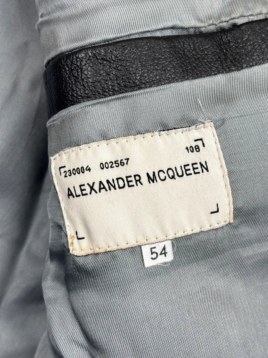 1990s Alexander McQueen Black Leather Wide Lapel Blazer Jacket AlbPRILi 9