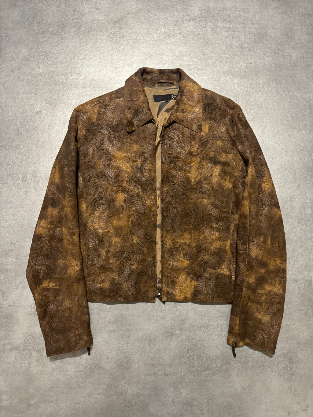 2000s Cavalli Brown Spiritual Dragon Faded Leather Premium Jacket (L) - 9