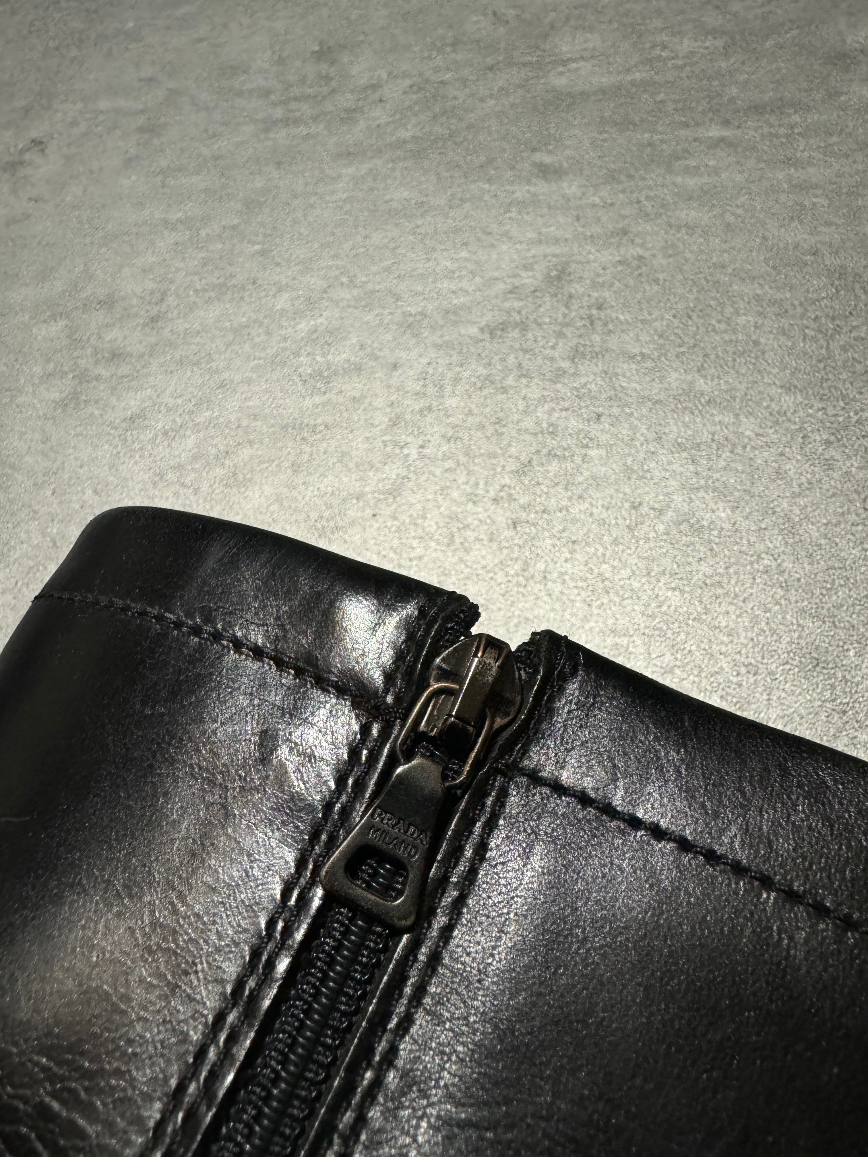 FW1999 Prada Ankle Vibram Black Leather Boots (45,5) - 7