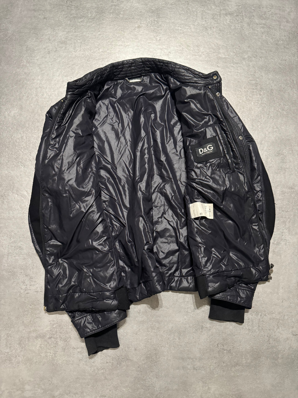 2000s Dolce & Gabbana Navy Puffer Biker Boosted Jacket (L) - 6