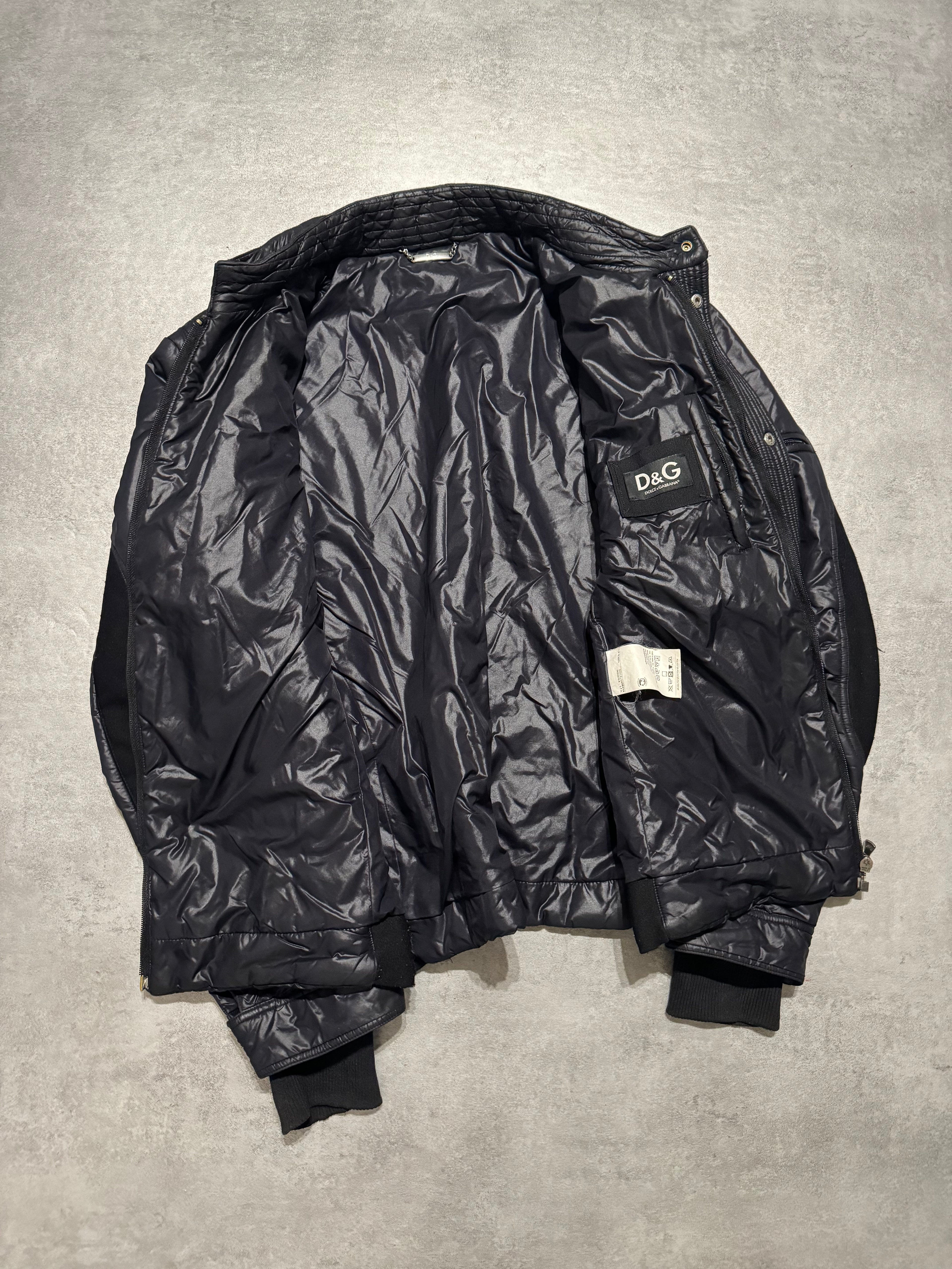 2000s Dolce & Gabbana Navy Puffer Biker Boosted Jacket (L) - 6