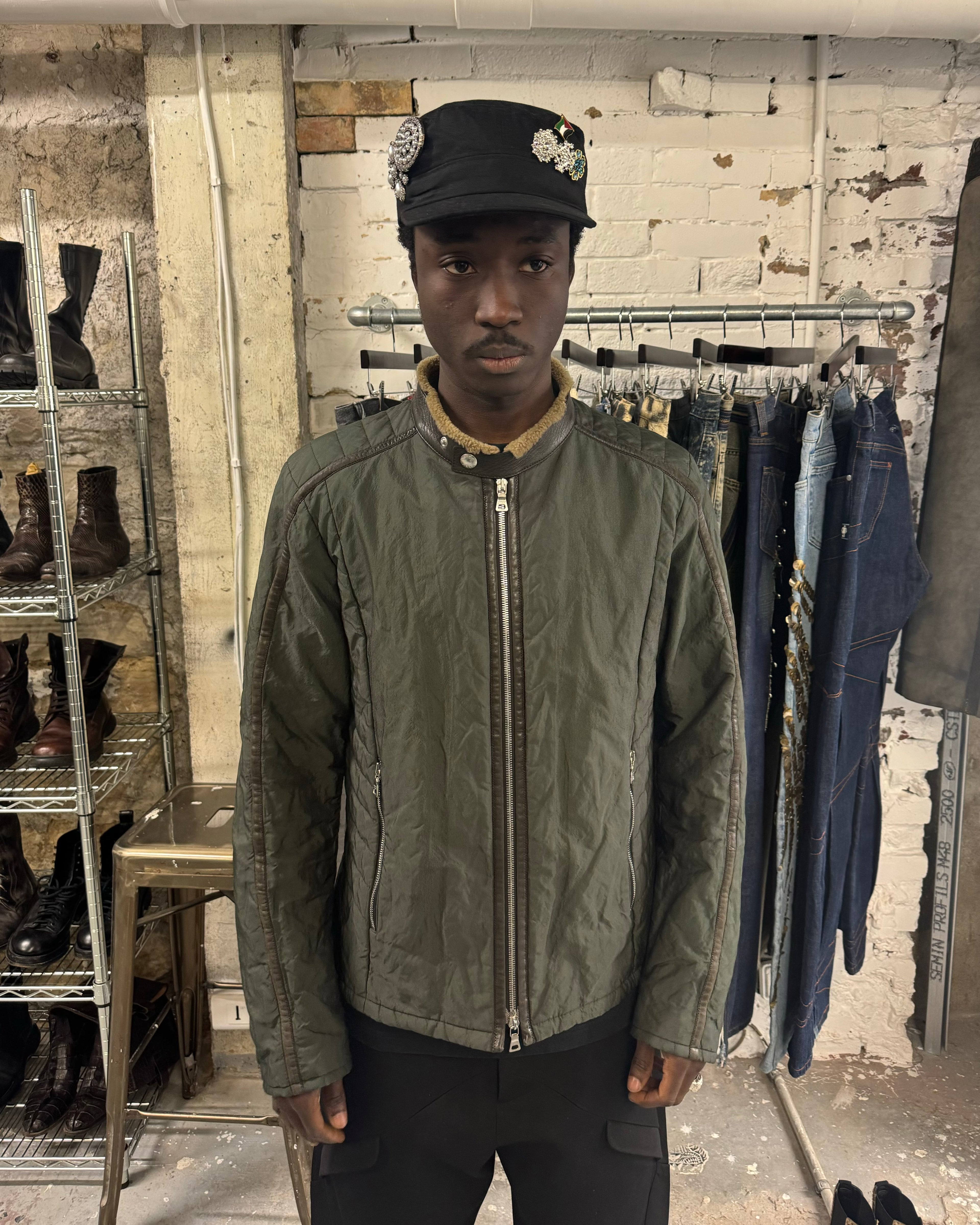 2000s Prada Green Nylon Linea Rossa Biker Jacket (M/L) - 2