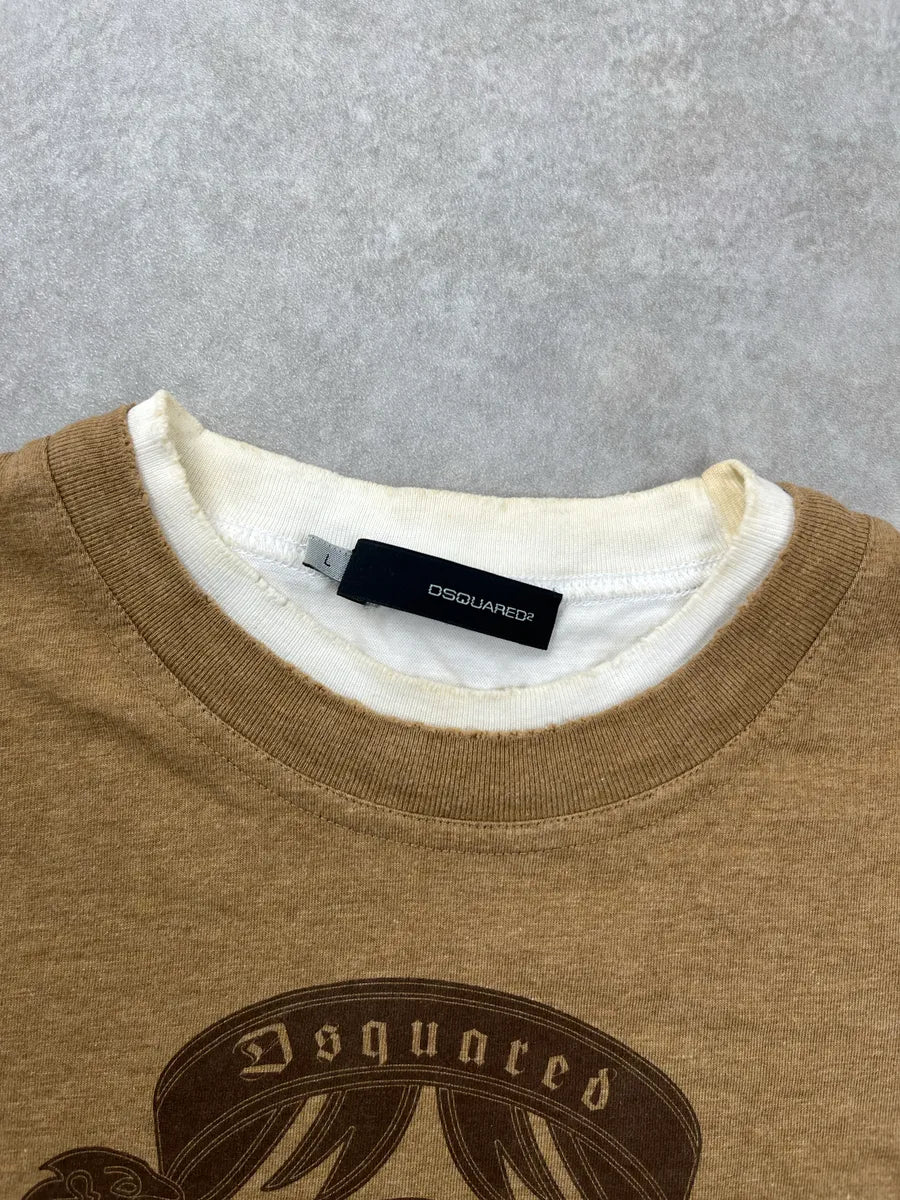 AW2006 Dsquared2 Camel Crest Graphic Layered Hem Longsleeves ArnfbjAL 9