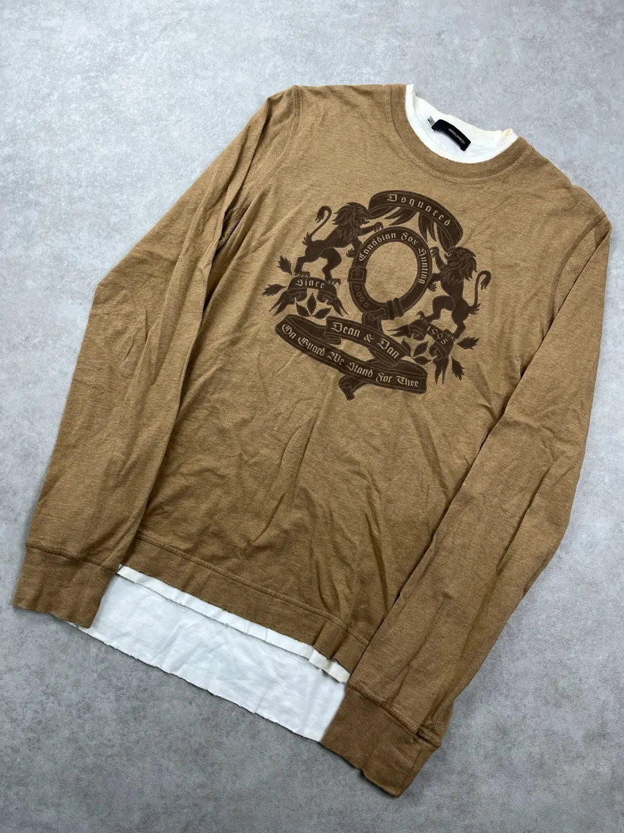 AW2006 Dsquared2 Camel Crest Graphic Layered Hem Longsleeves ArnfbjAL 6