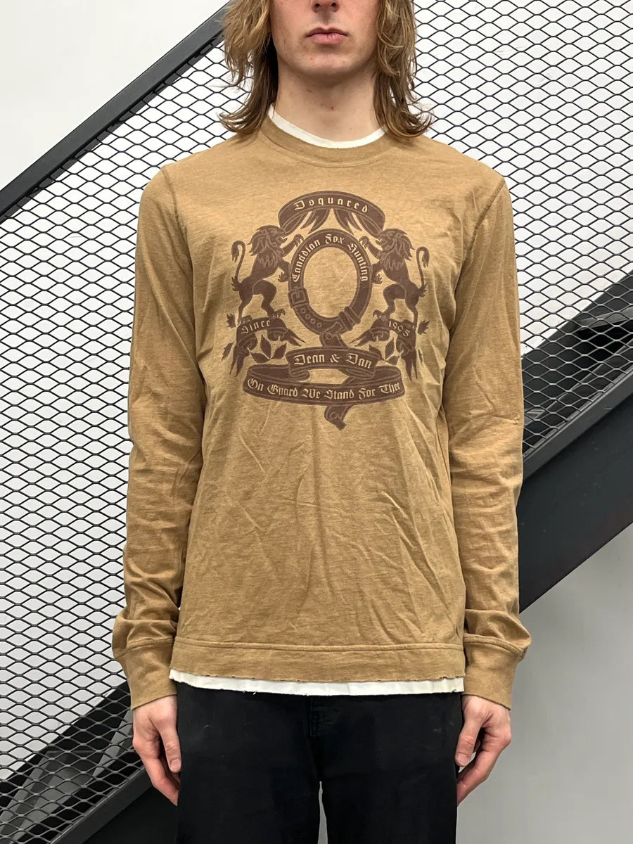 AW2006 Dsquared2 Camel Crest Graphic Layered Hem Longsleeves ArnfbjAL 1