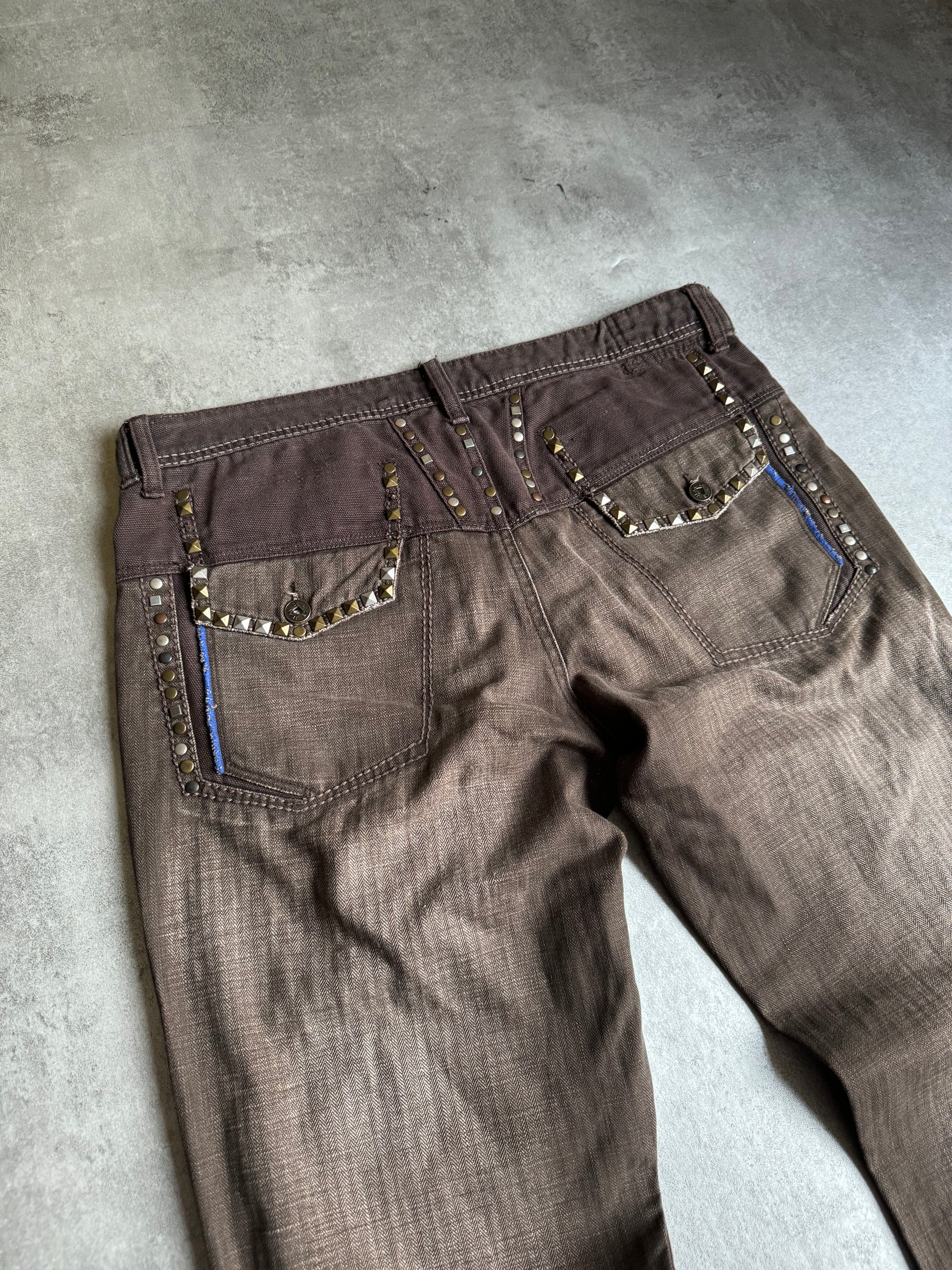 2000s Marithé + François Girbaud Brown Embellished Ornement Cozy Pants (L/XL) - 8