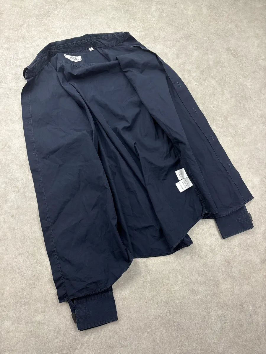 2000s Hermès Navy Leather Cuff Tab Shirt AukKfOjS 6
