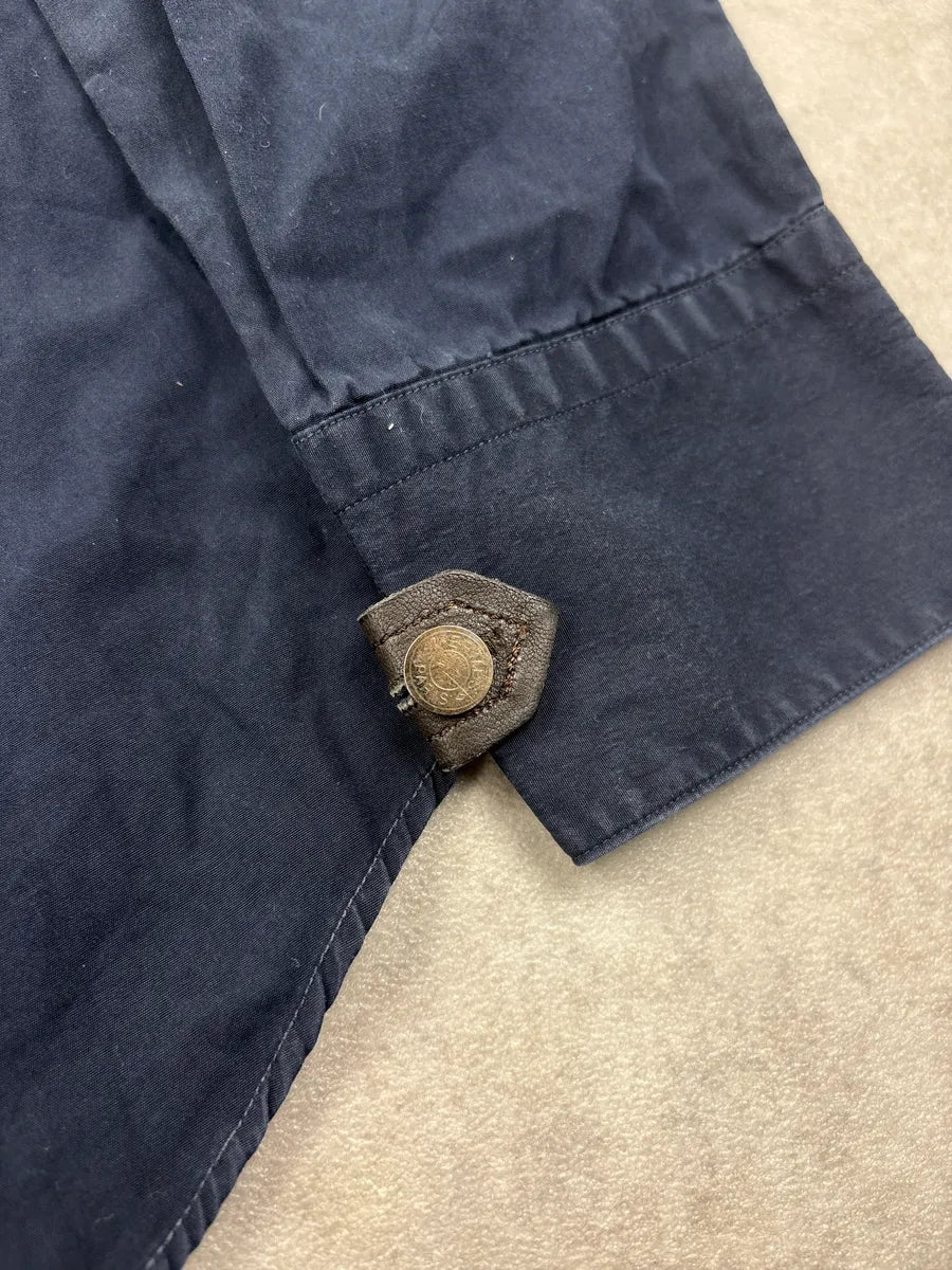 2000s Hermès Navy Leather Cuff Tab Shirt AukKfOjS 8