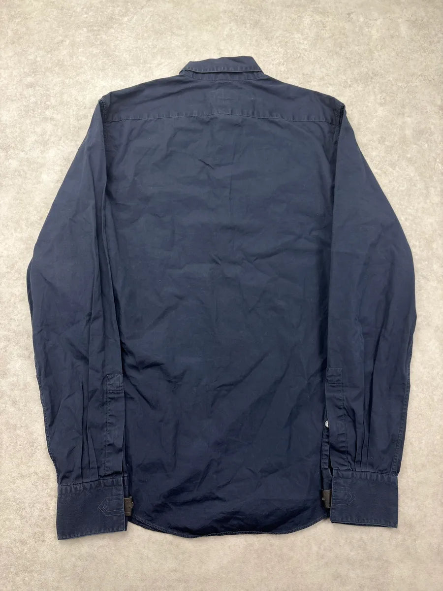 2000s Hermès Navy Leather Cuff Tab Shirt AukKfOjS 5