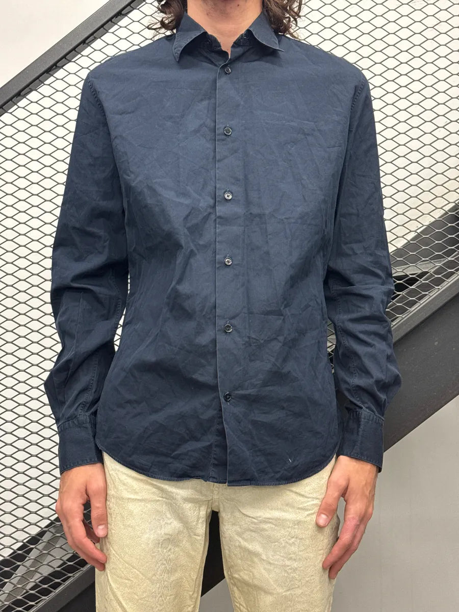 2000s Hermès Navy Leather Cuff Tab Shirt AukKfOjS 1