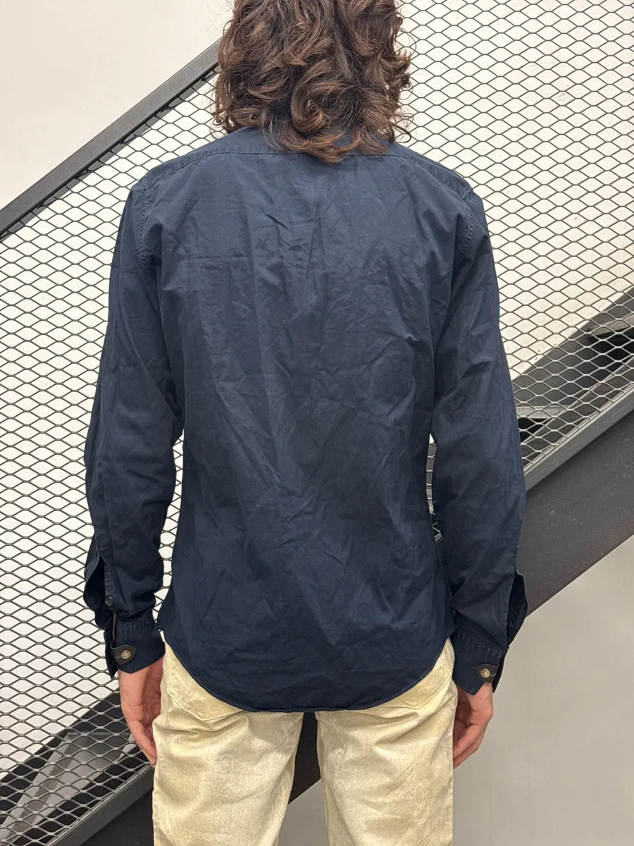 2000s Hermès Navy Leather Cuff Tab Shirt AukKfOjS 2