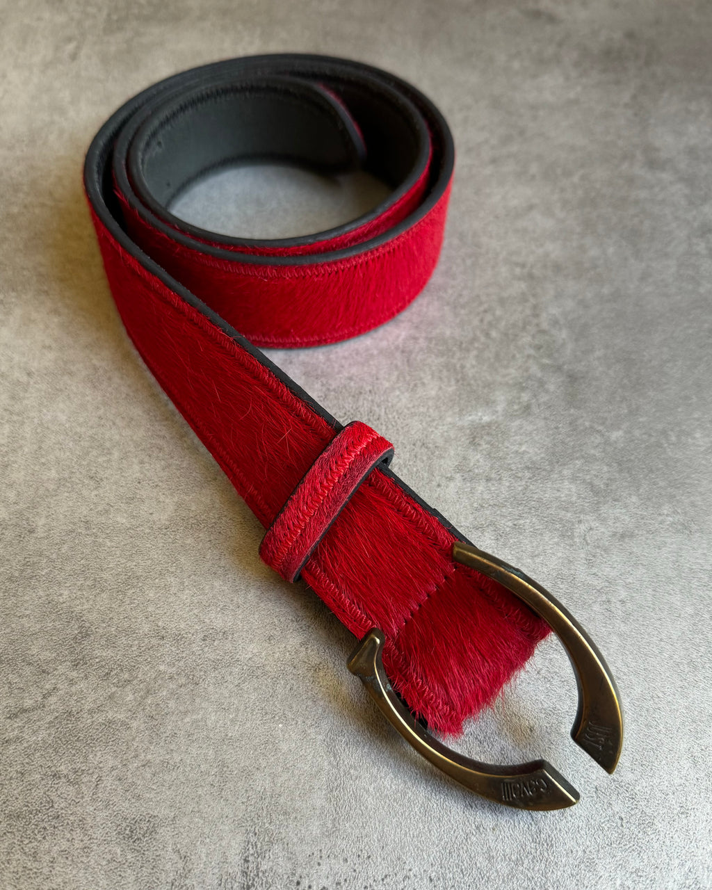 SS2004 Cavalli Red Pony Hair Leather Belt  (OS) - 3