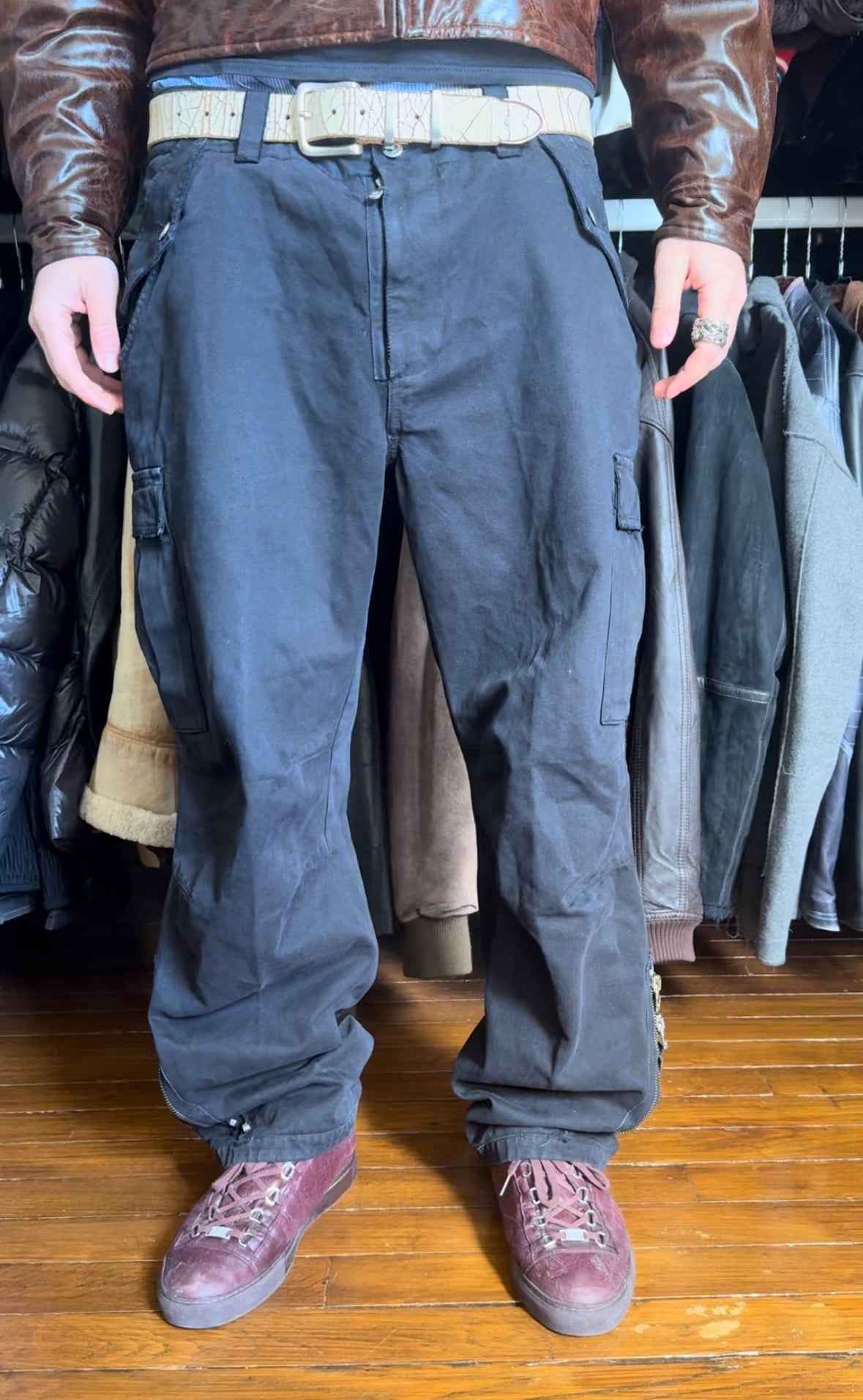 AW2002 Dolce & Gabbana Multi Zips Cargo Black Pants  (L) - 3