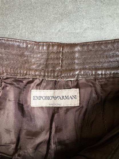 AW2003 Emporio Armani Precious Brown Leather Pants (M) - 7