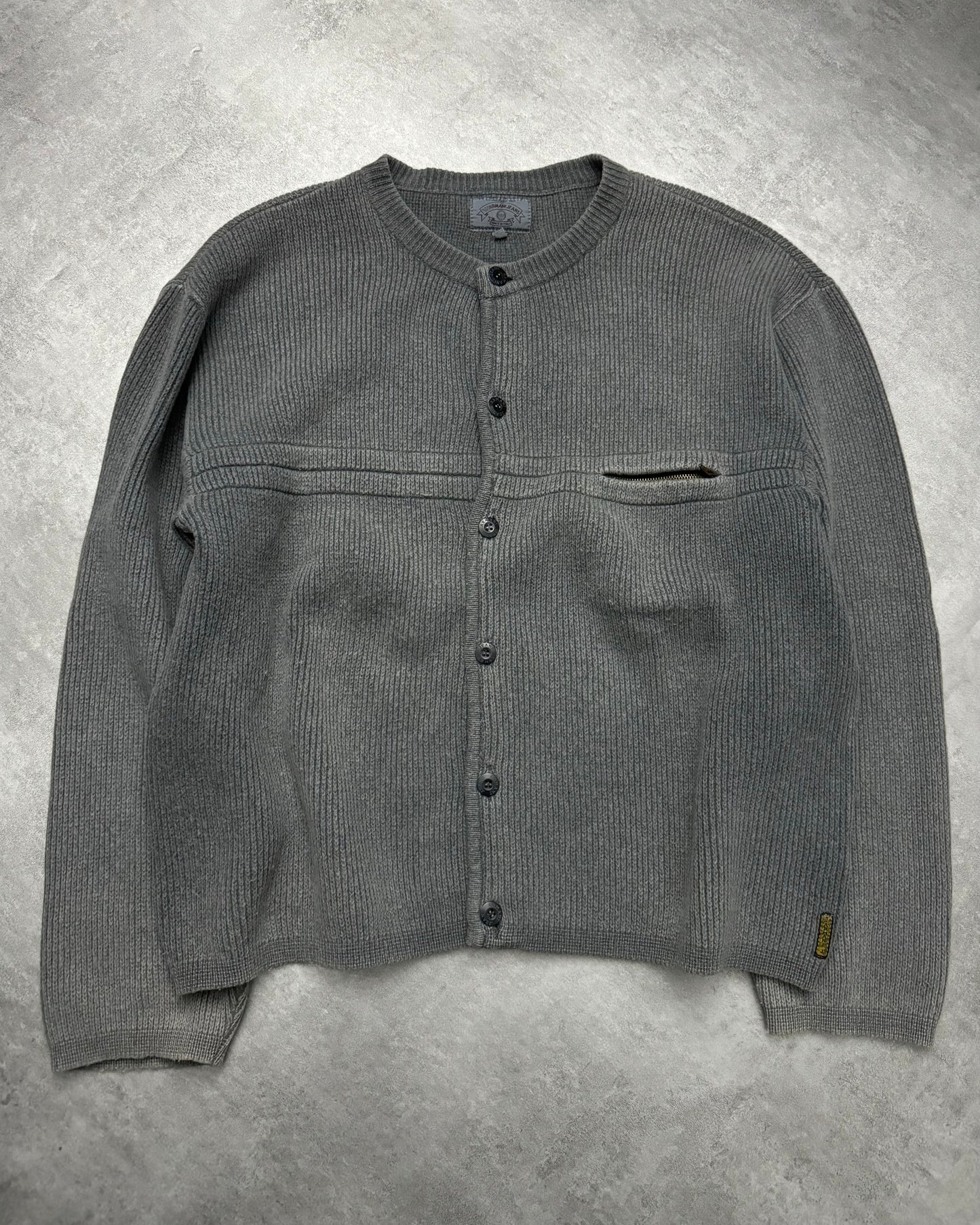 1990s Armani Grey Italian Wool Contemporary Cardigan (L/XL) - 1