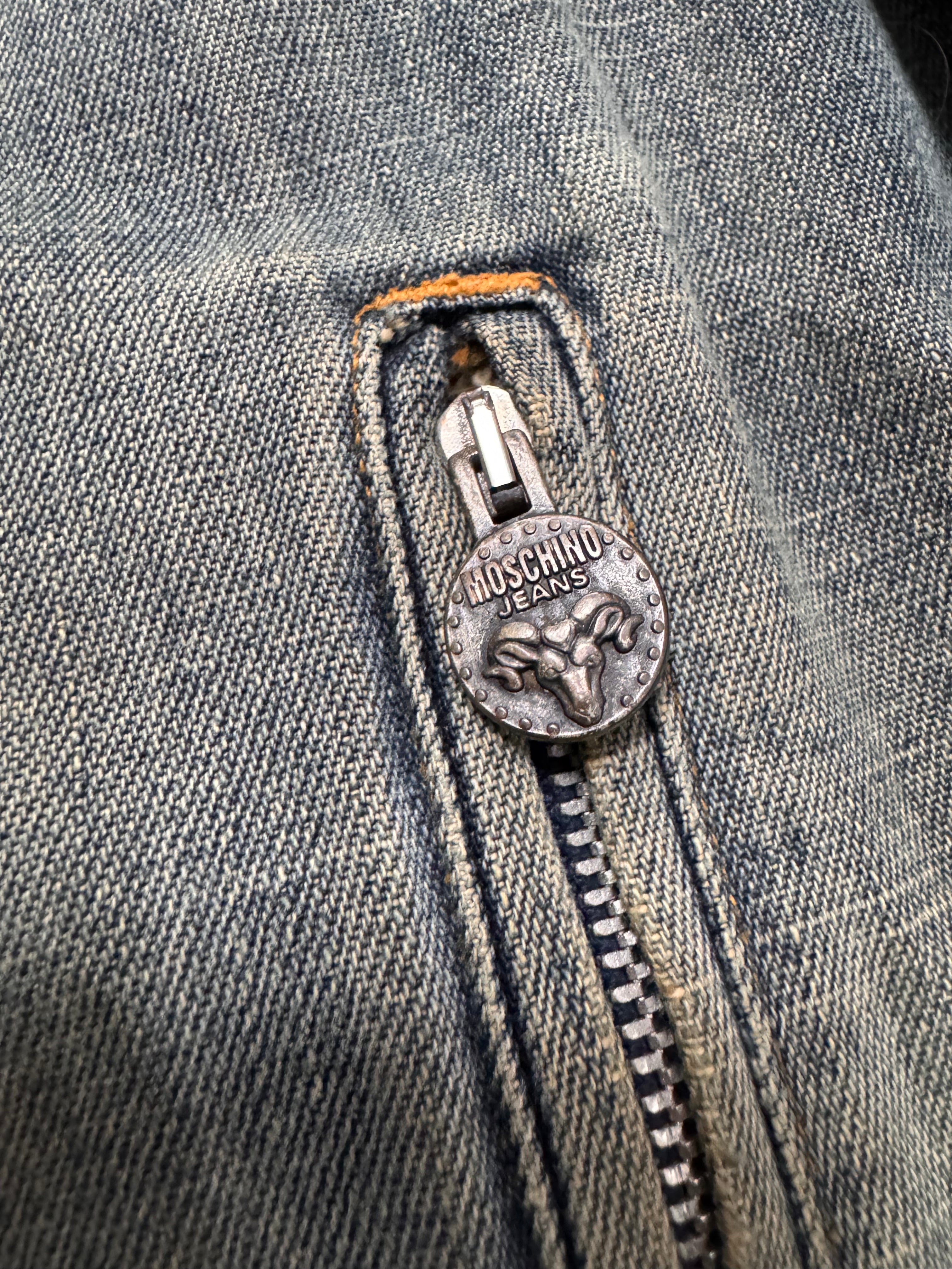 2000s Moschino Layers Collar Faded Denim Jacket