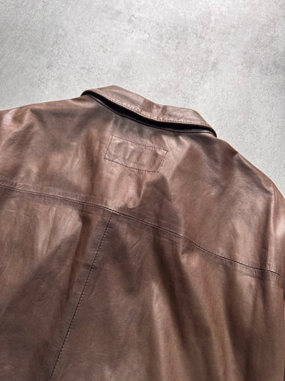 2000s Dolce & Gabbana Simple Brown Leather Jacket (M/L)