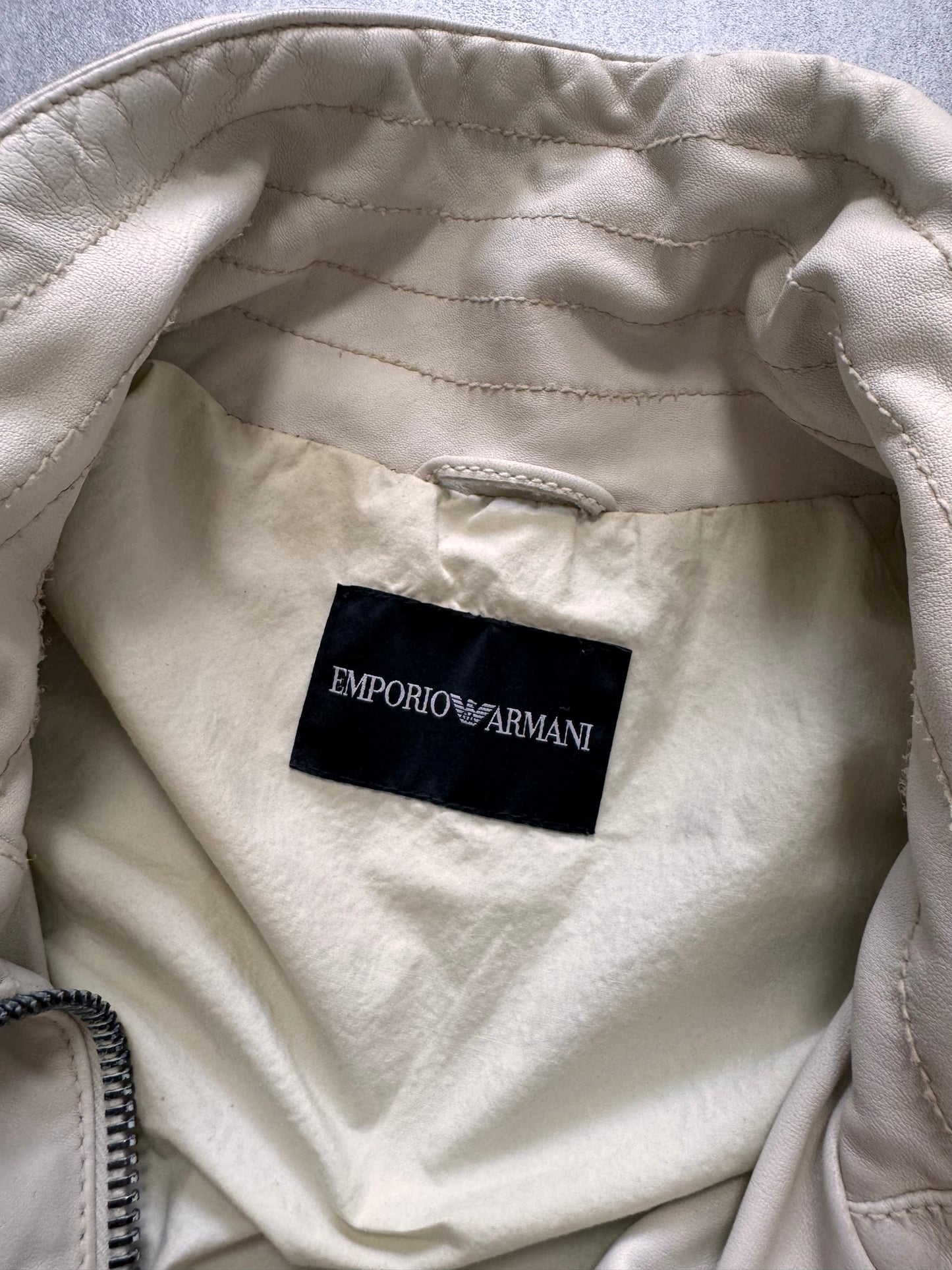 SS2007 Emporio Armani Snow White Leather Jacket (L/XL)