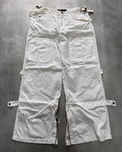 2000s Andrew Mackenzie Cargo Parachute White Wide Pants (L)