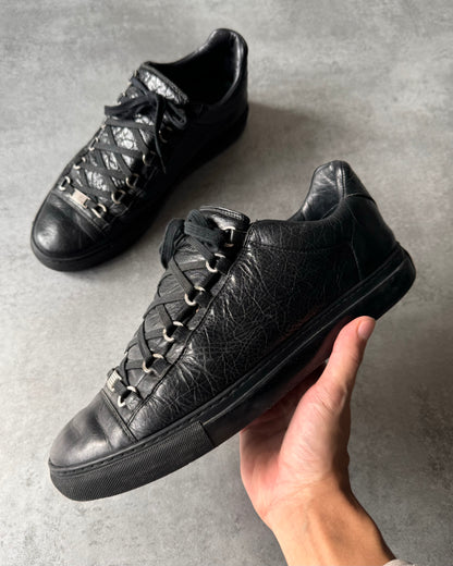 Balenciaga Arena Low Black Cracked Leather Sneakers (44eu/us10)