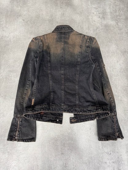 2000s Armani Samurai Faded Denim Jacket (XS)