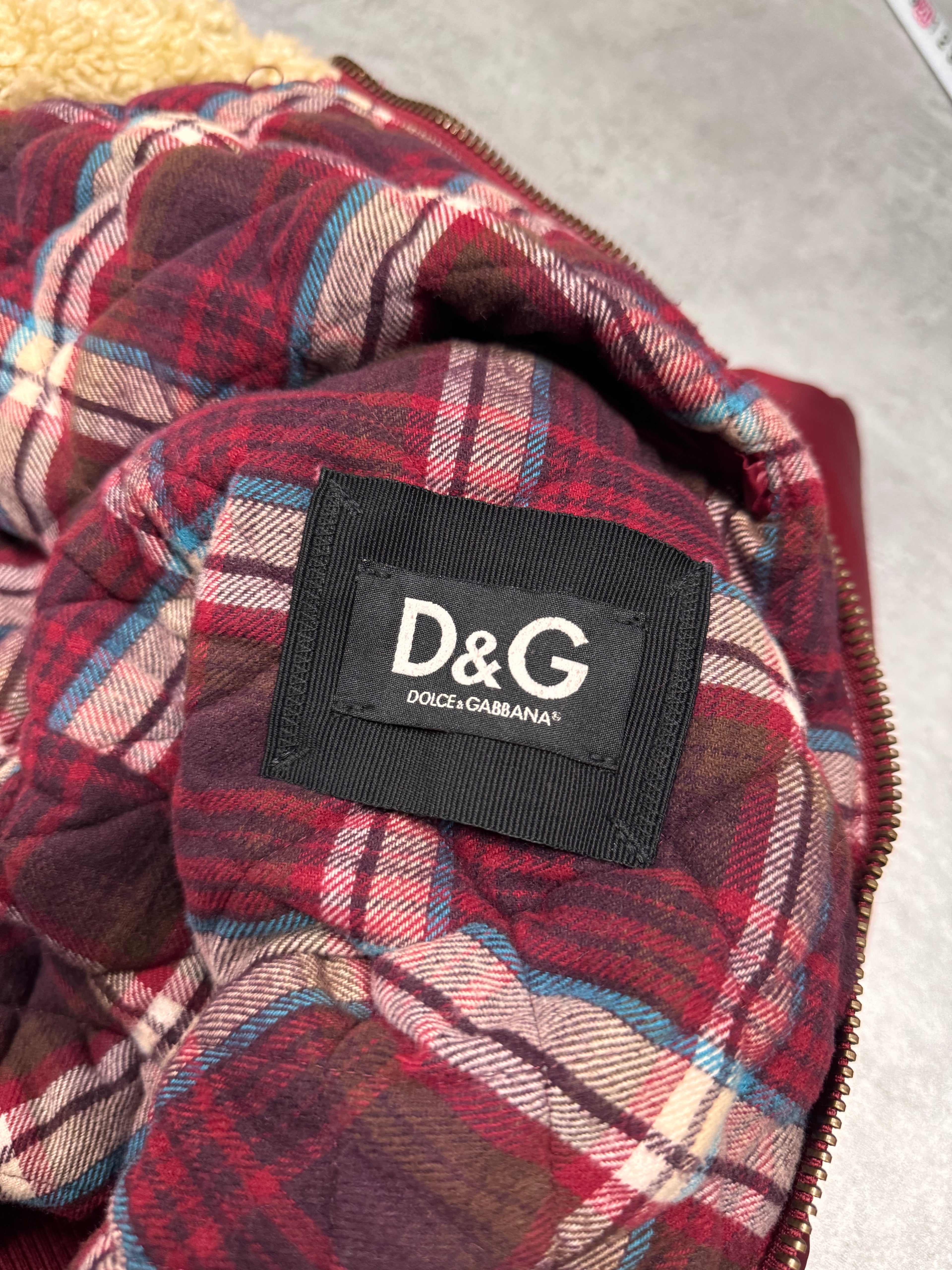 2000s Dolce & Gabbana Wine Burgundy Utility Cargo Puffer Jacket