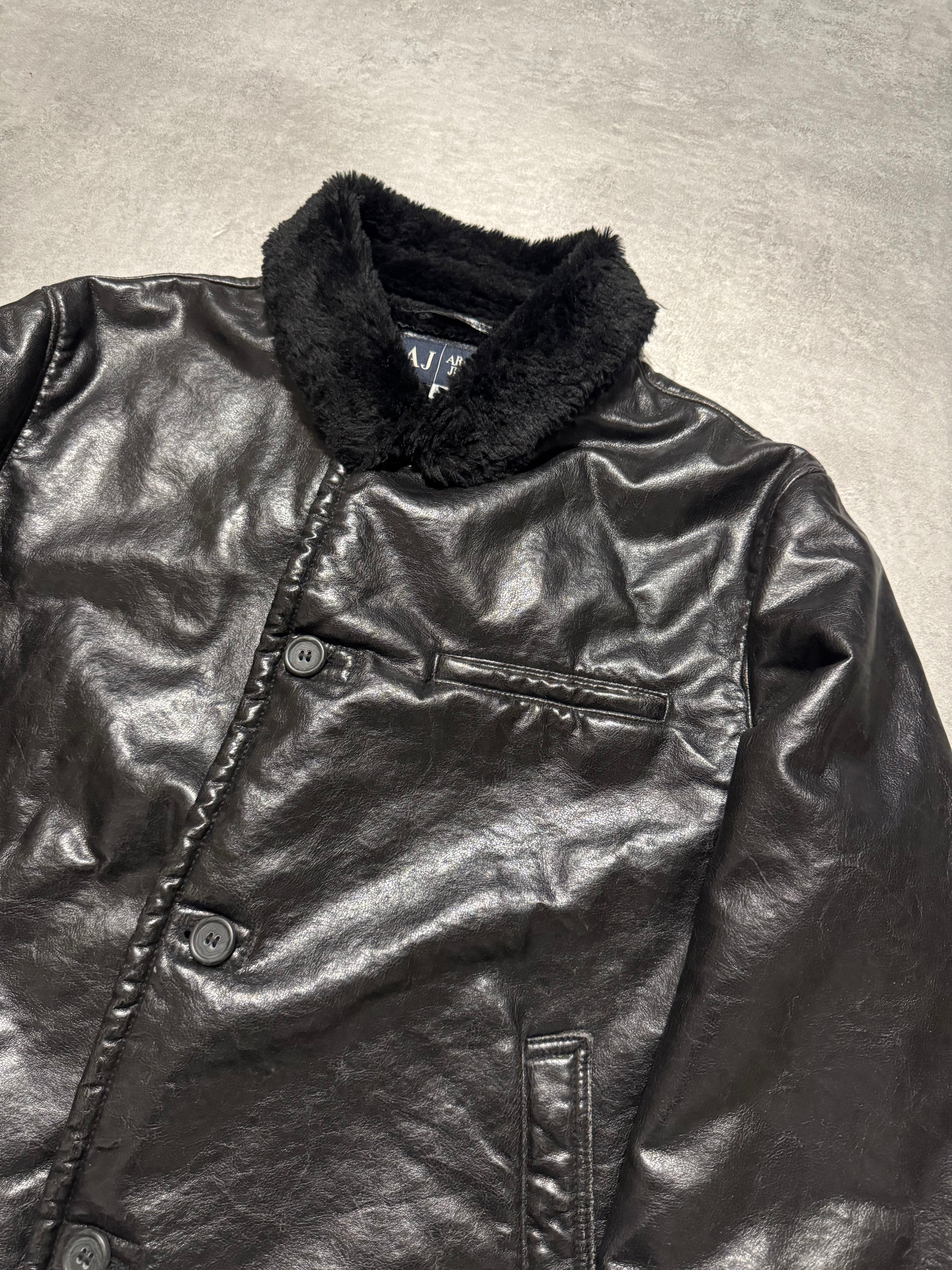 2000s Armani Faux Shearling Black Jacket
