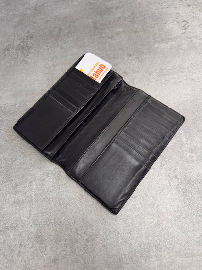 1990s Bottega Venetta Intrecciato Black Woven Leather Wallet (OS)