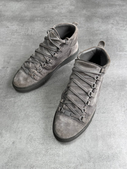 Balenciaga Arena High Grey Suede Leather Sneakers (42eu/us8,5)