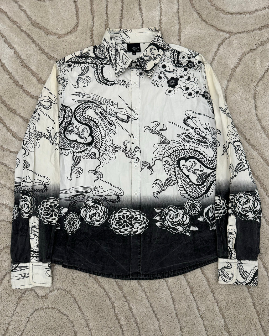 2000s Mystic Cavalli Asian Dragon Shirt