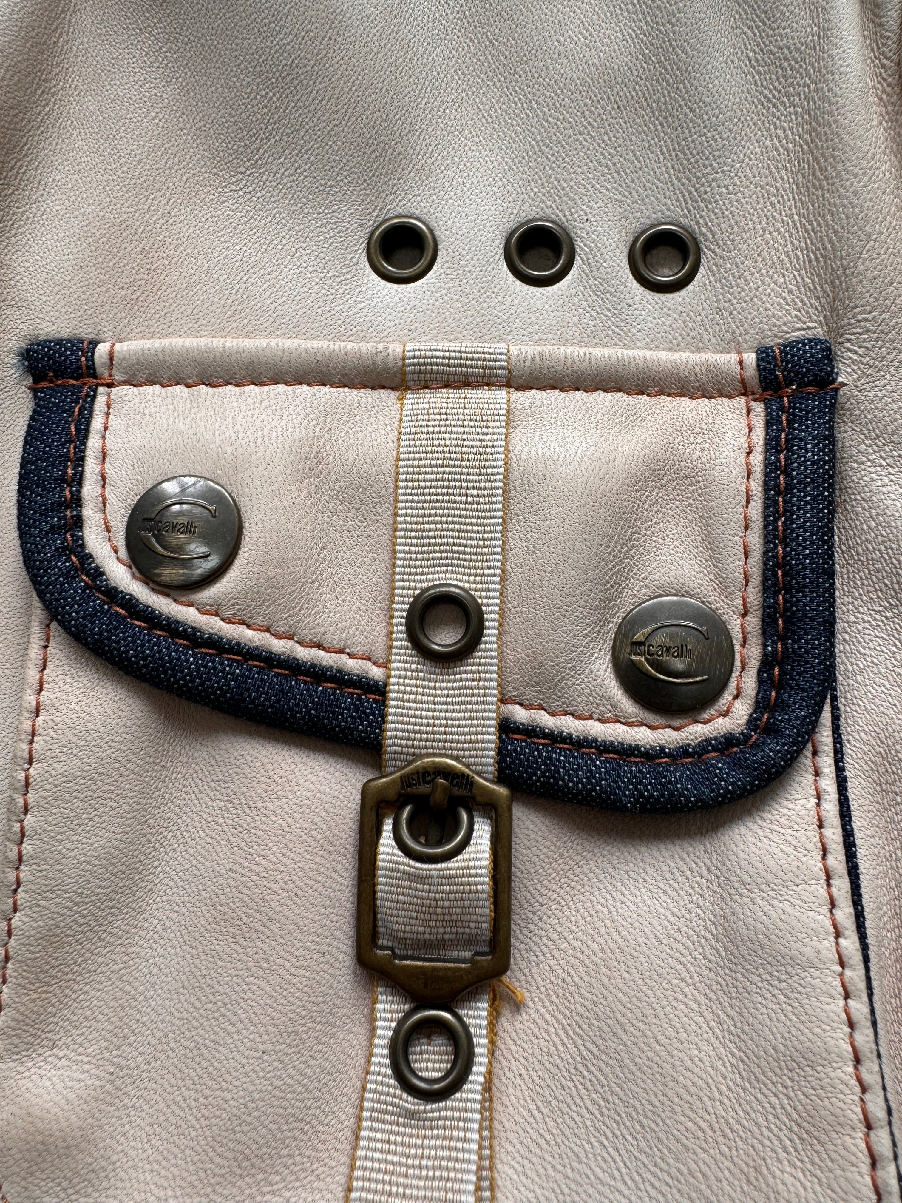 2000s Cavalli Beige Ulitity Leather Jacket (S)