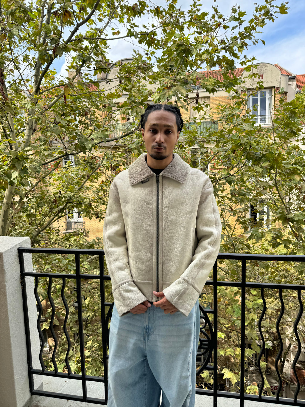 AW2007 Prada White Shearling Cozy Leather Jacket (M)