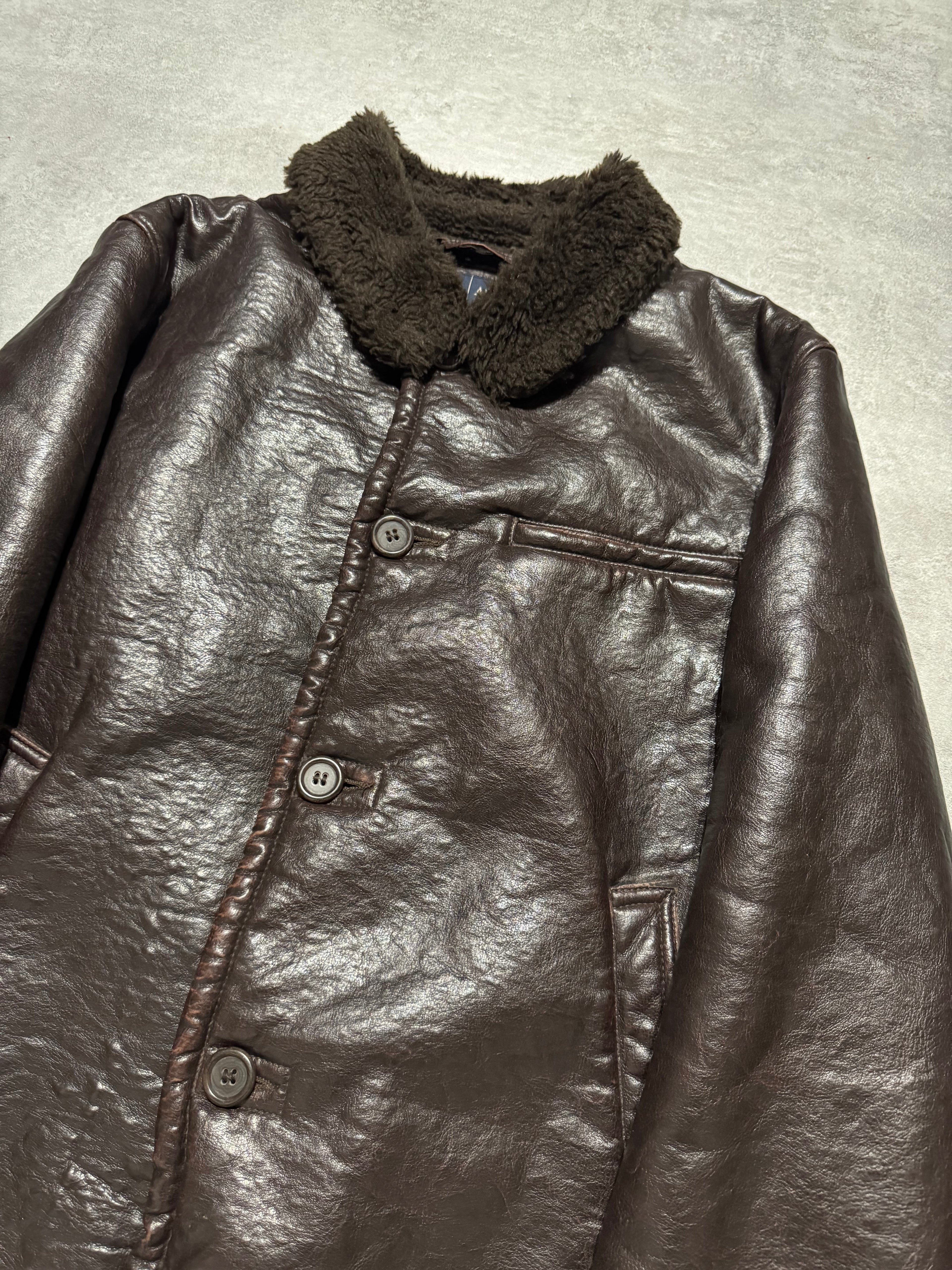 2000s Armani Shearling Effect Brown Jacket