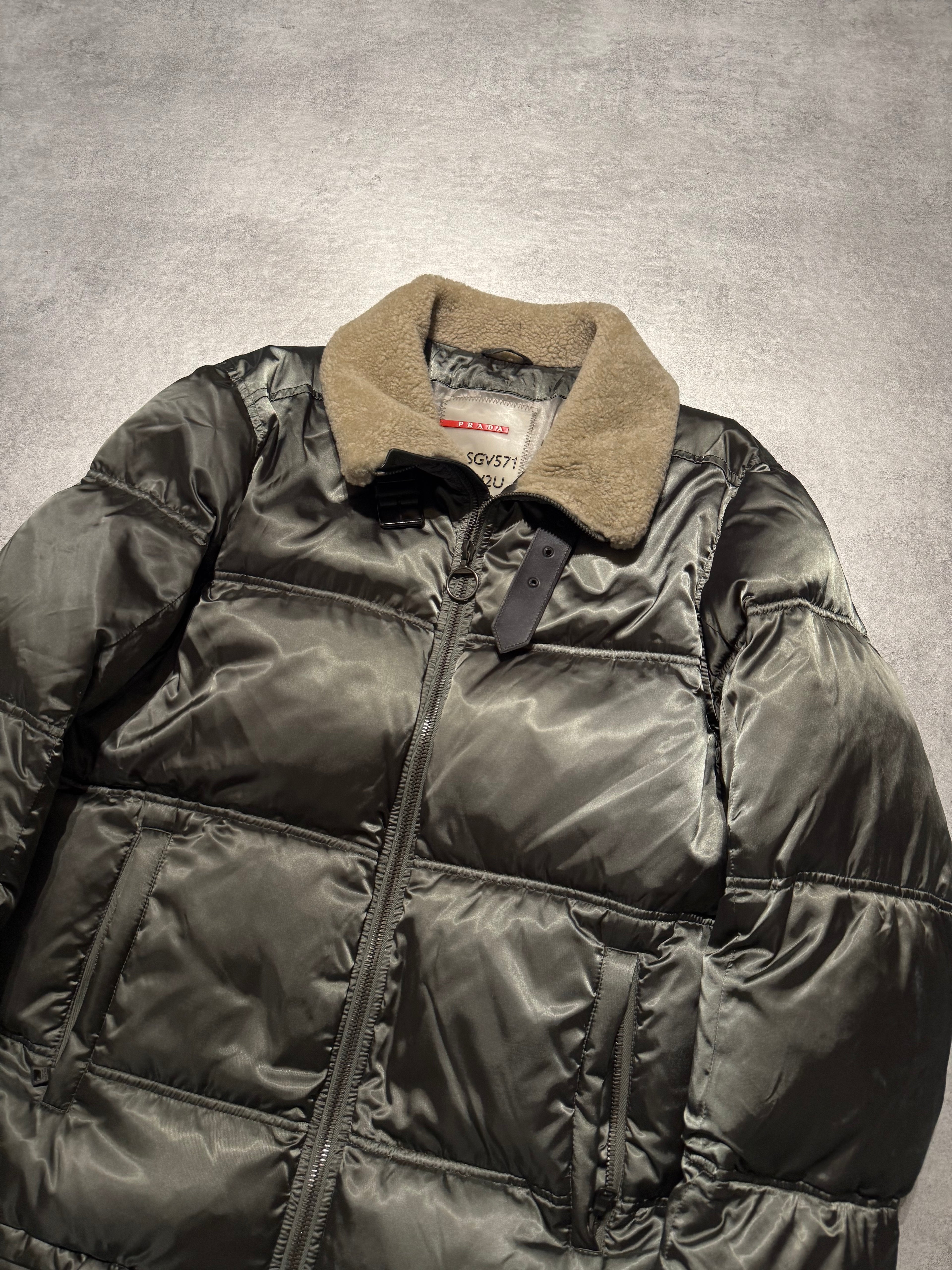 2000s Prada Warm Khaki Puffer Jacket