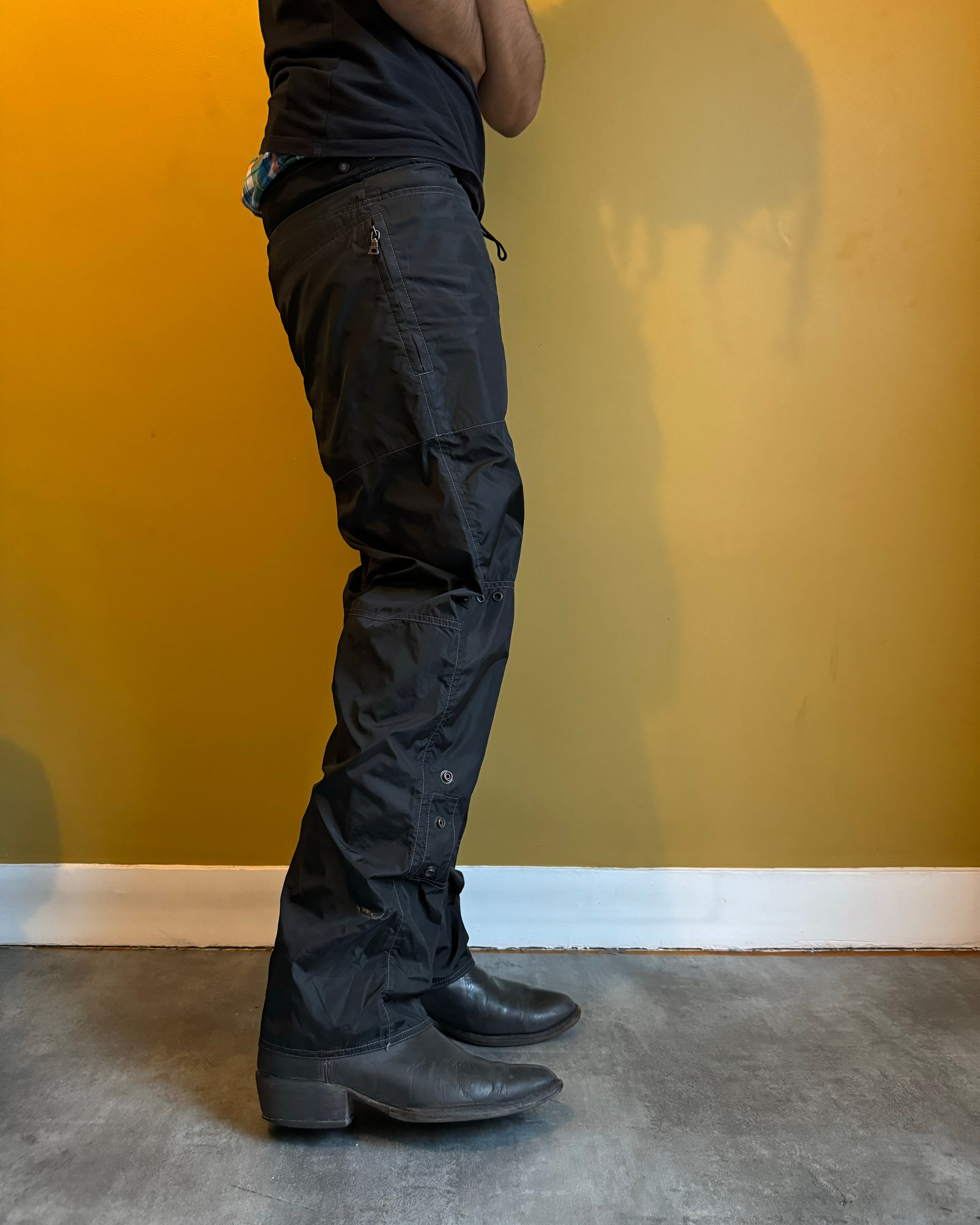 AW2006 Prada Black Soft Nylon Cozy Pants