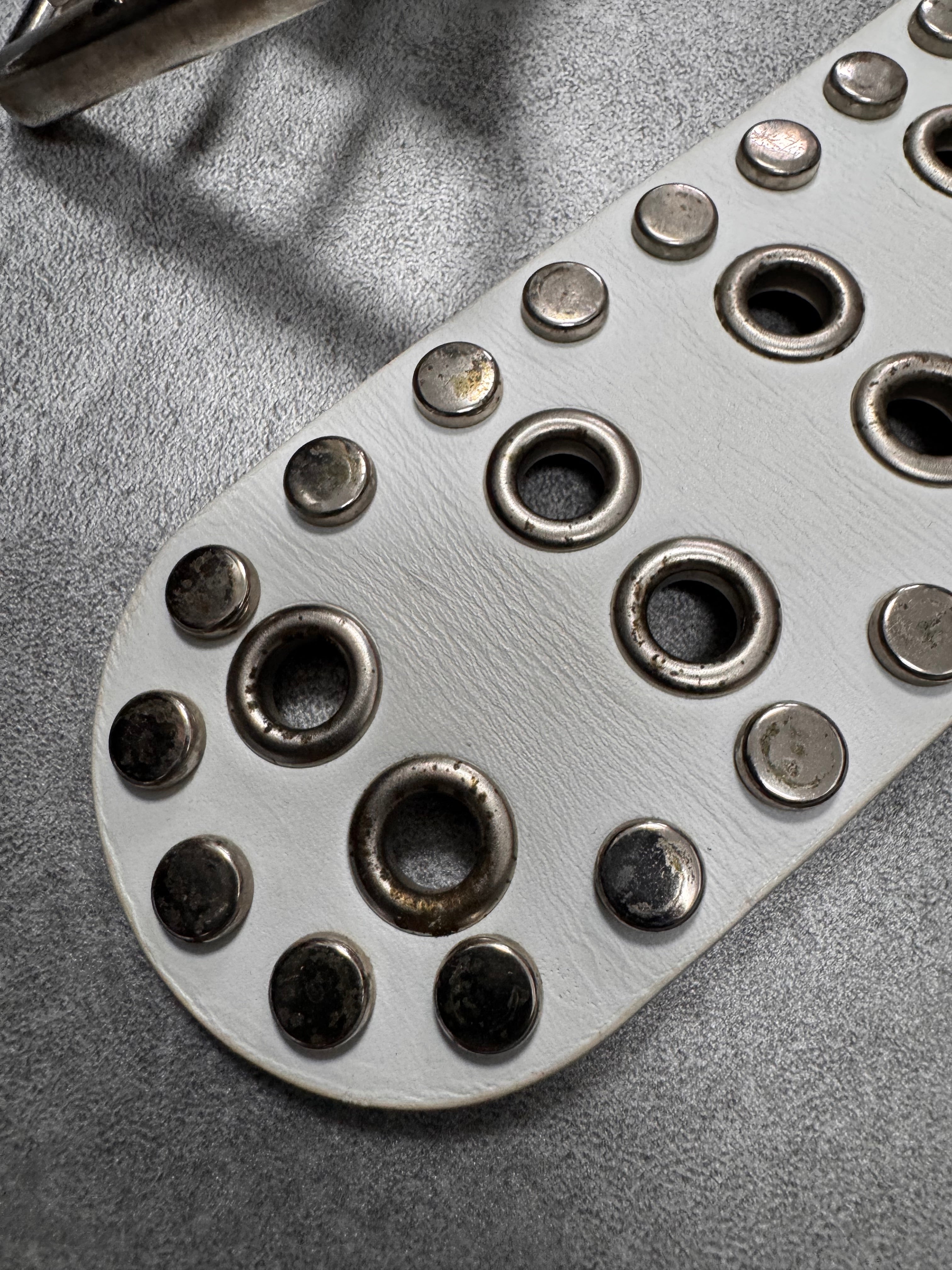 2000s Dolce & Gabbana Bullet Studded White Leather Belt