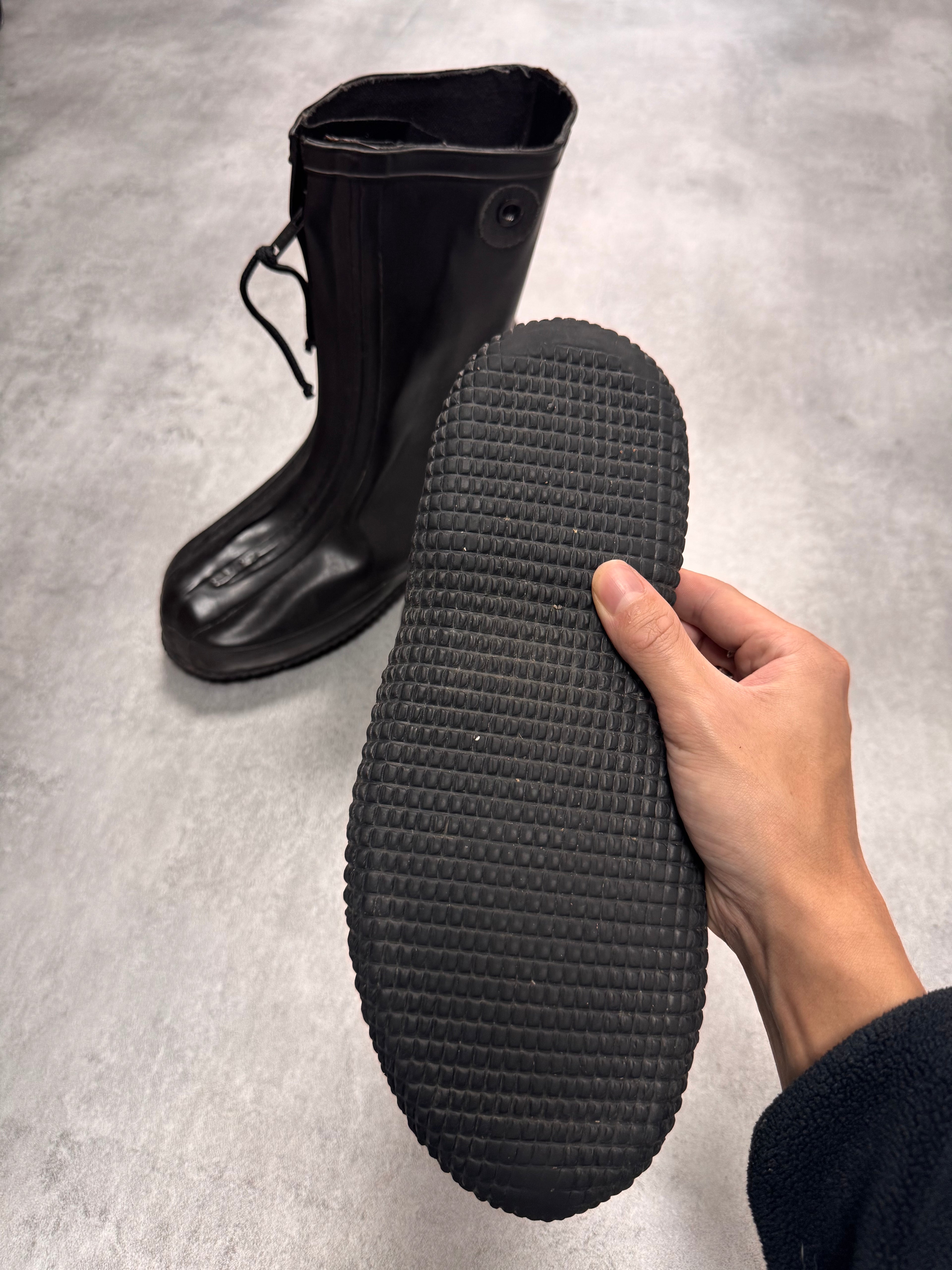 1980s Combat Waterproof Protection Front Zip Shoes Covers Black Boots