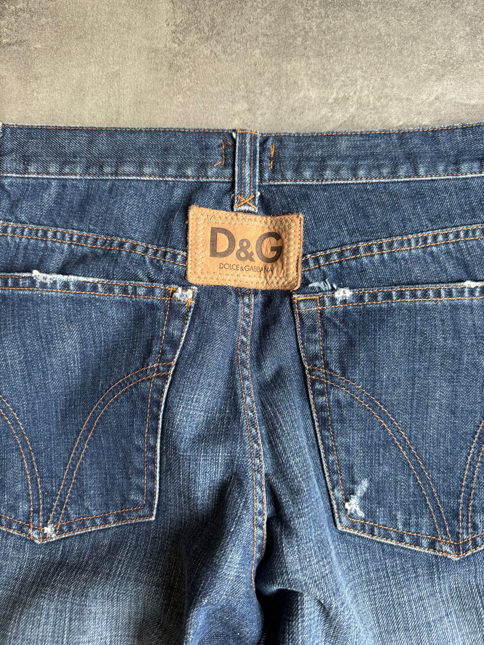 2000s Dolce & Gabbana Hybride Suede Leather Denim Pants (M) - 5