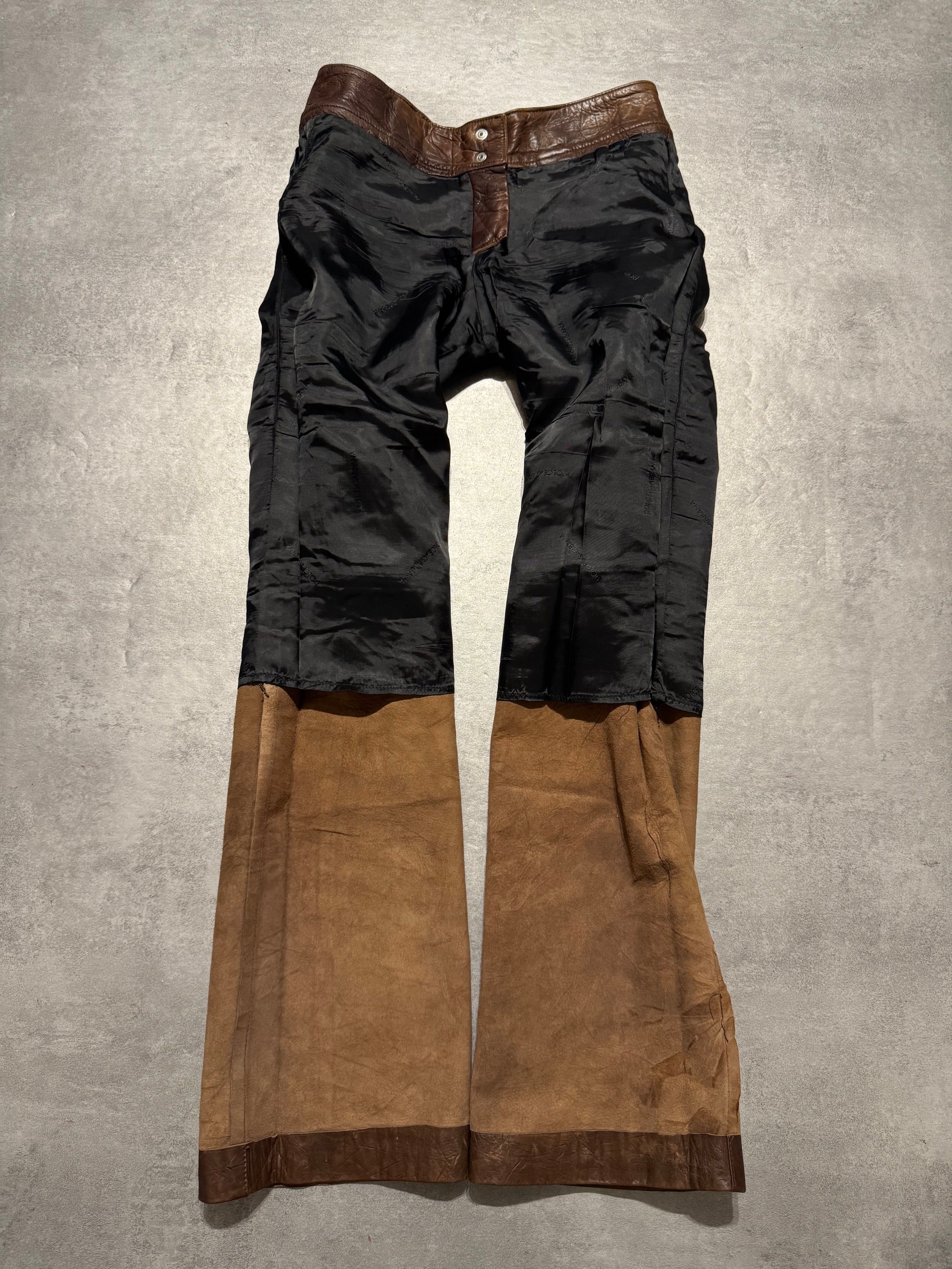 SS2004 Dolce & Gabbana Ninja Multi-Zip Brown Leather Pants