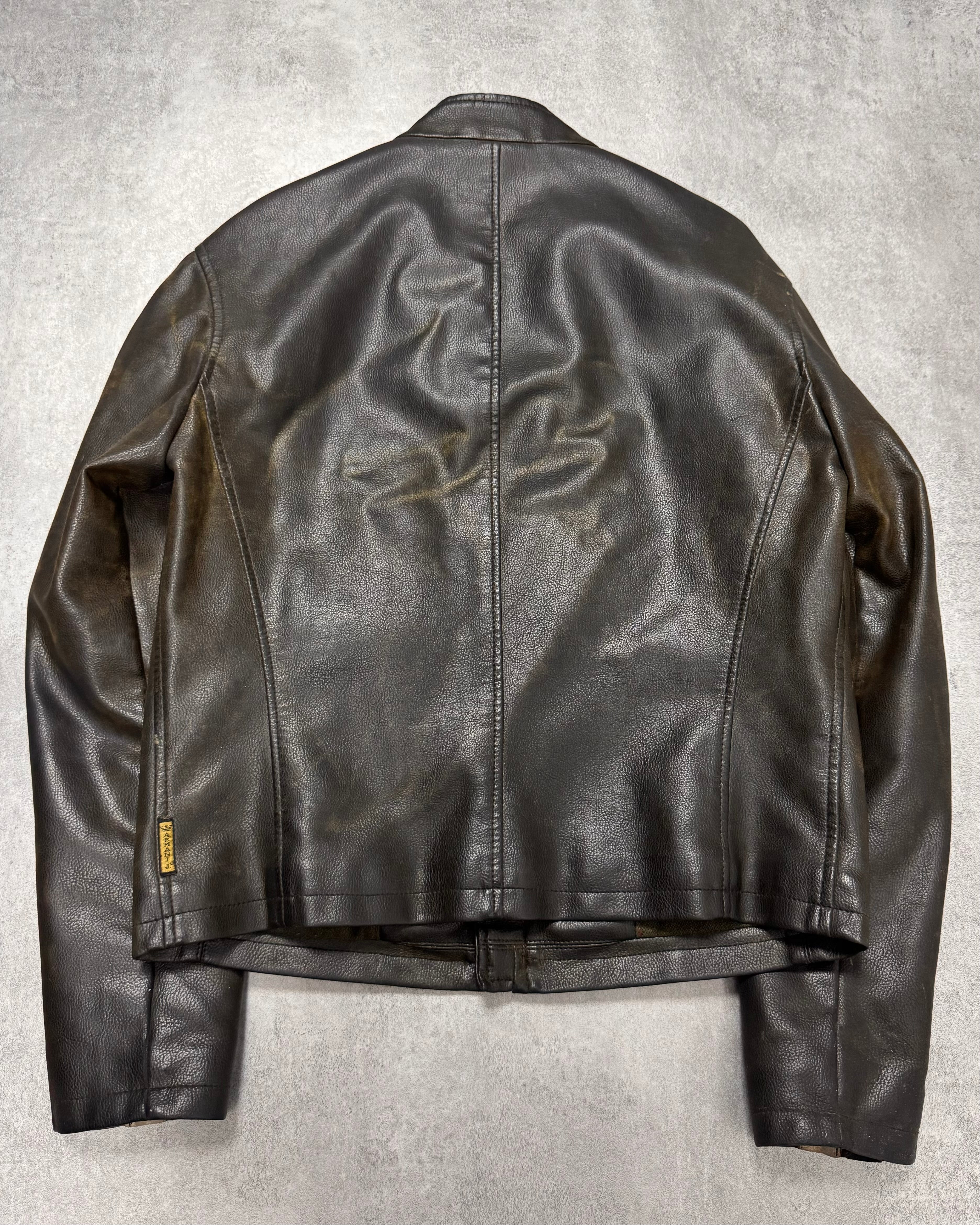 2000s Armani Biker Relief Leather Jacket