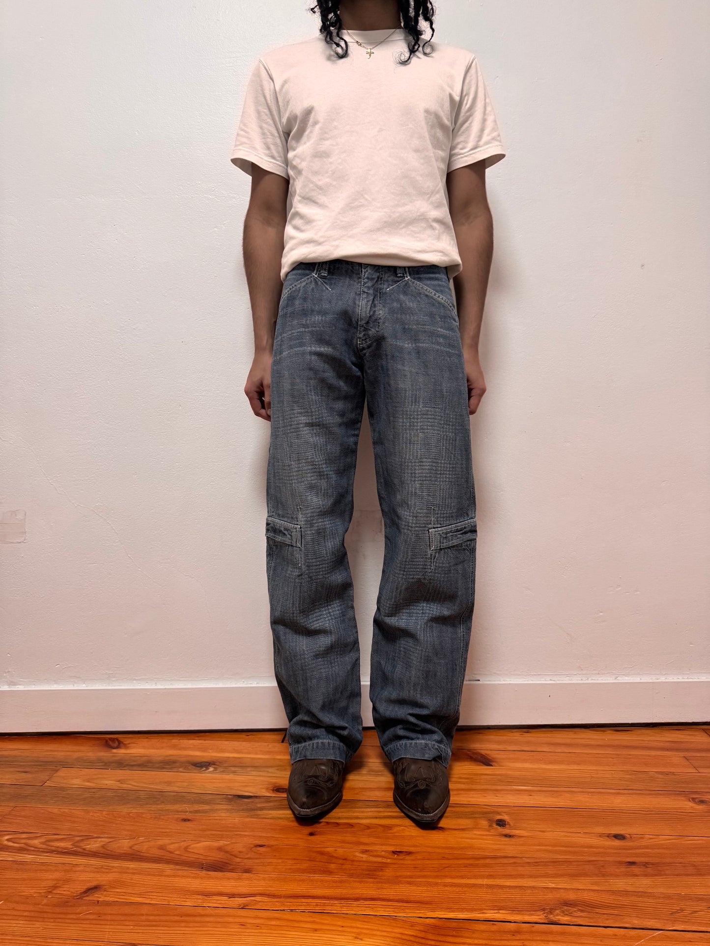 2000s Armani Wide Cargo Denim Jeans (M)