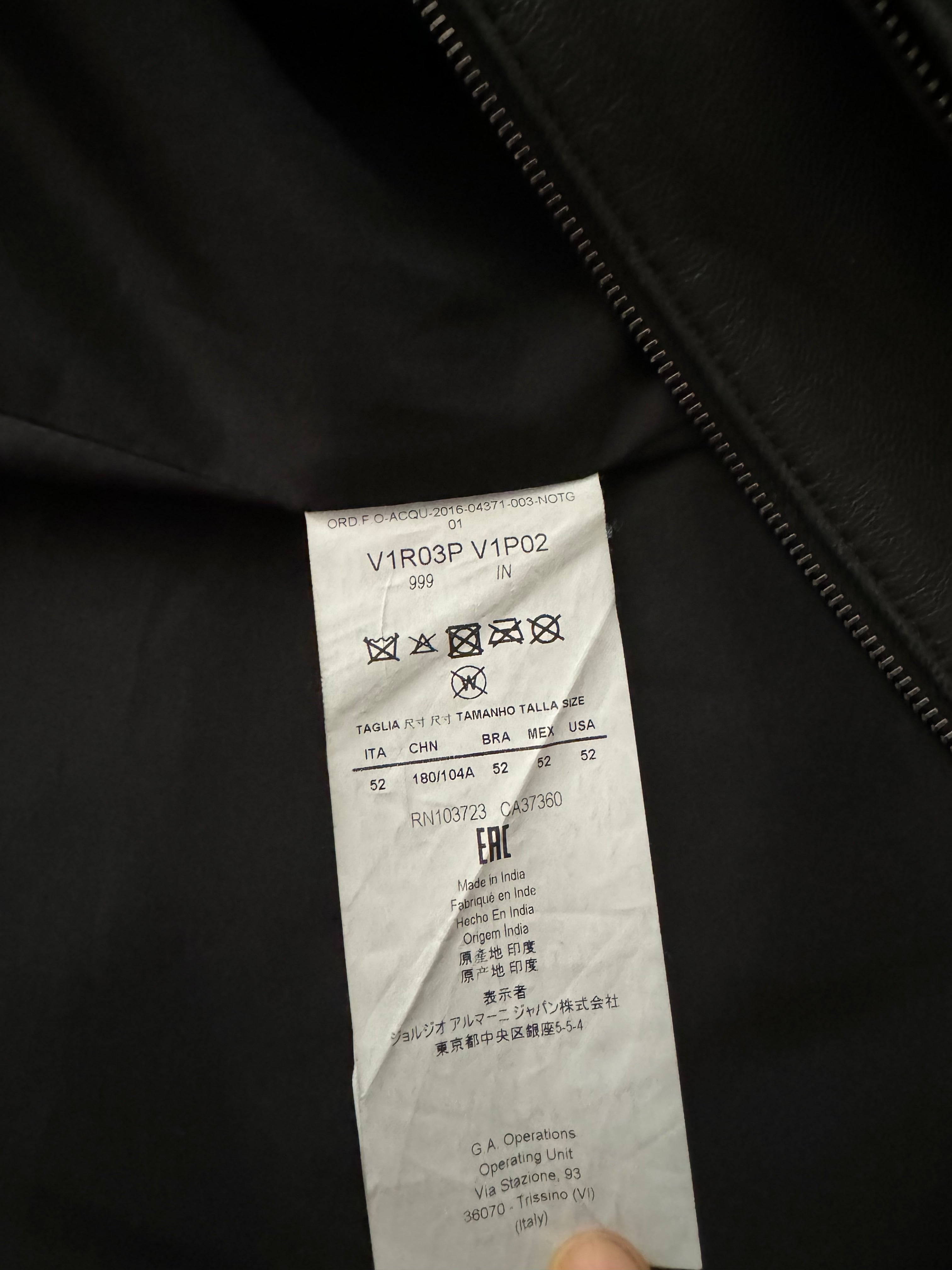 AW2016 Emporio Armani FingerPrint Signature Leather Jacket