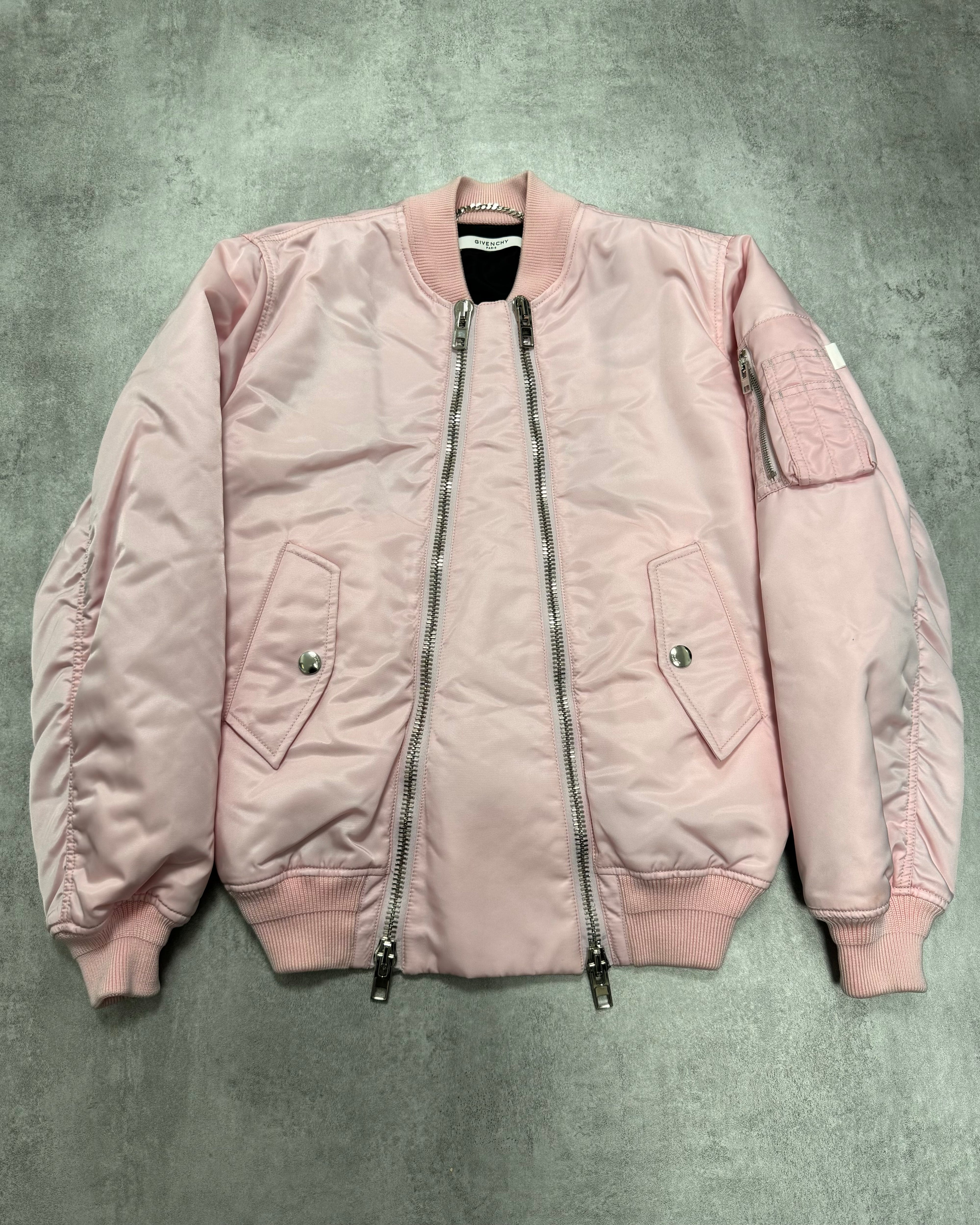 2016 AW ジバンシィ ピンク アシンメトリー ジップ ボンバー ジャケット (S)