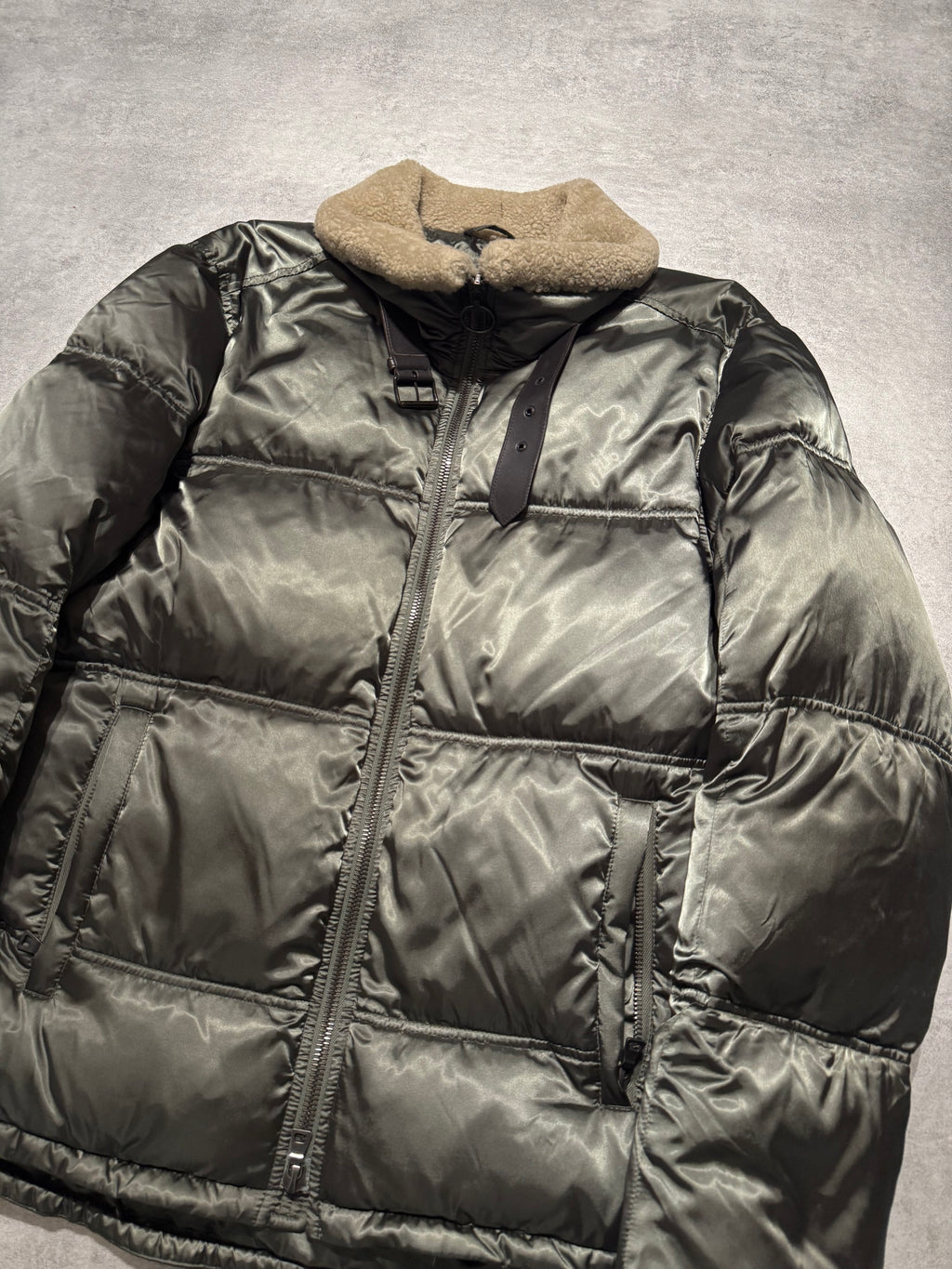 2000s Prada Warm Khaki Puffer Jacket