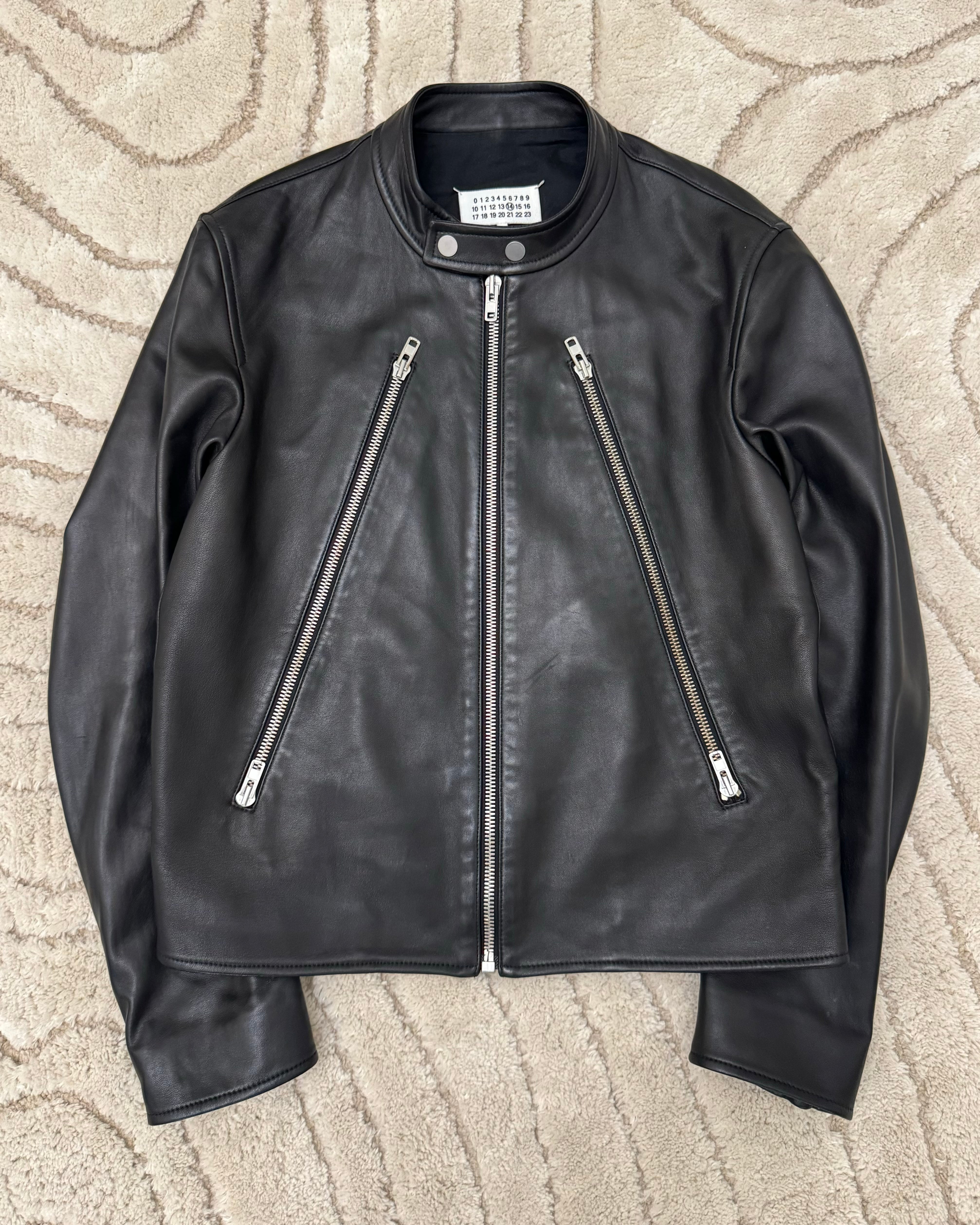 SS20 Maison Margiela 5 Zip Black Leather Jacket Dolce Vita Hub