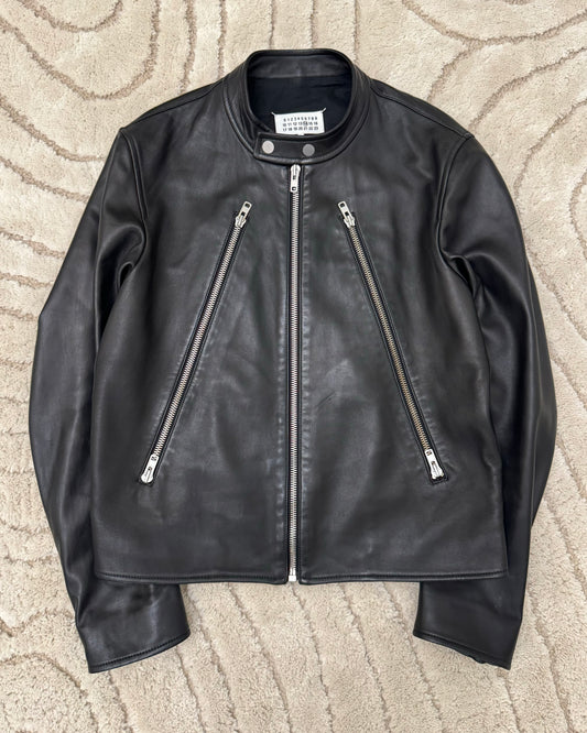 SS20 Maison Margiela 5-Zip Black Leather Jacket